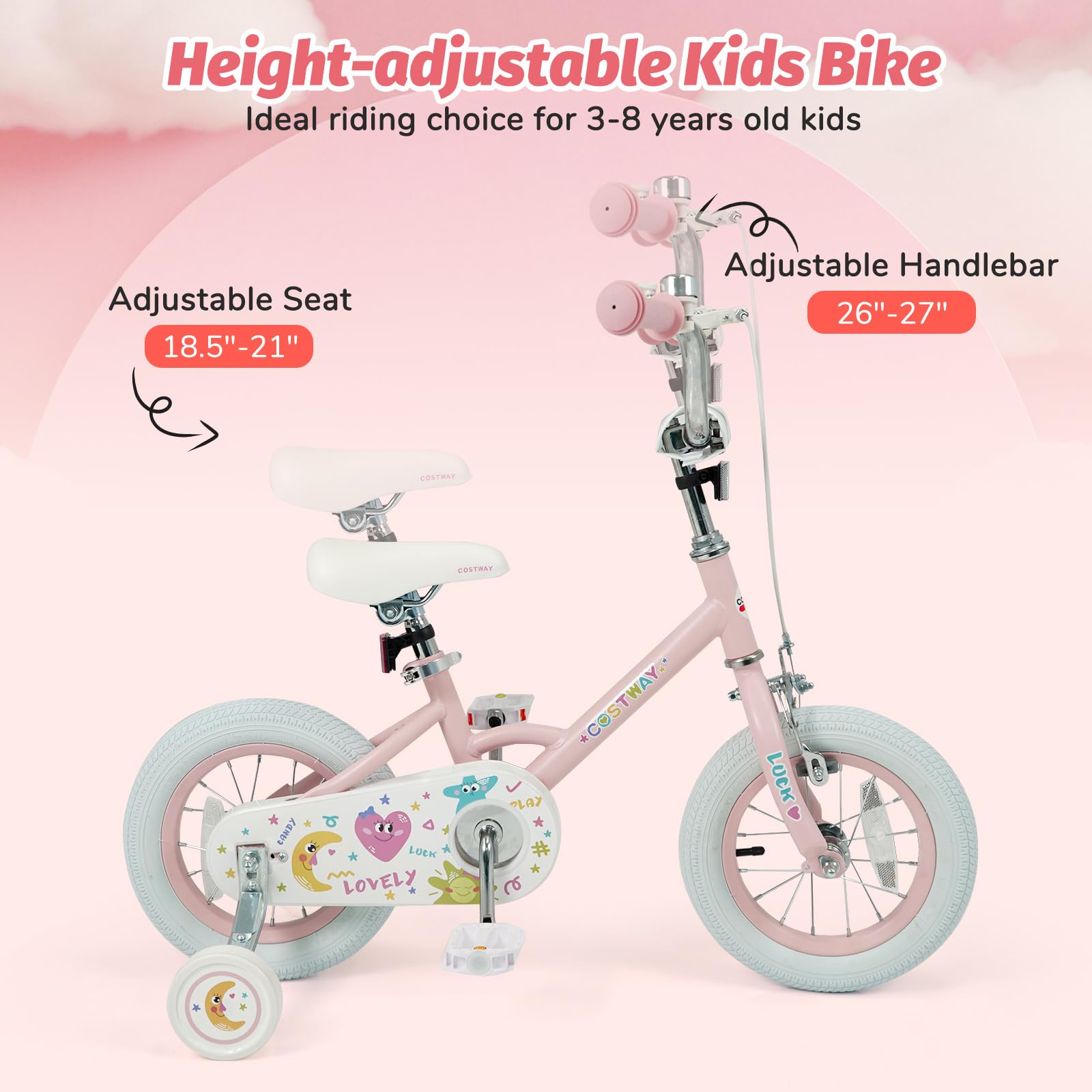 HOGEBABY Lucky Dream Kids Bike Adjustable Handlebar & Saddle Handbrake and Coaster Brake - Image 8