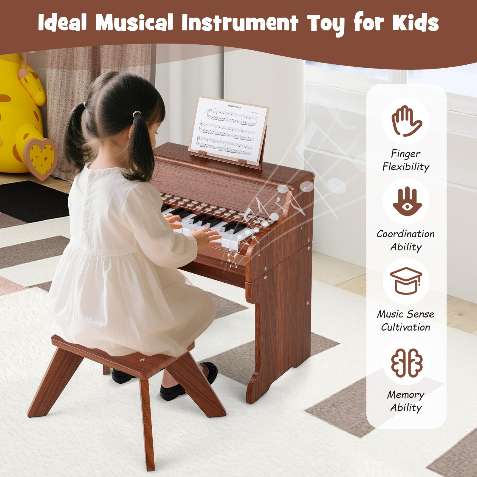 HOGEBABY 25 Keys Kids Piano Keyboard w/ Adjustable Speed & Volume - Image 4