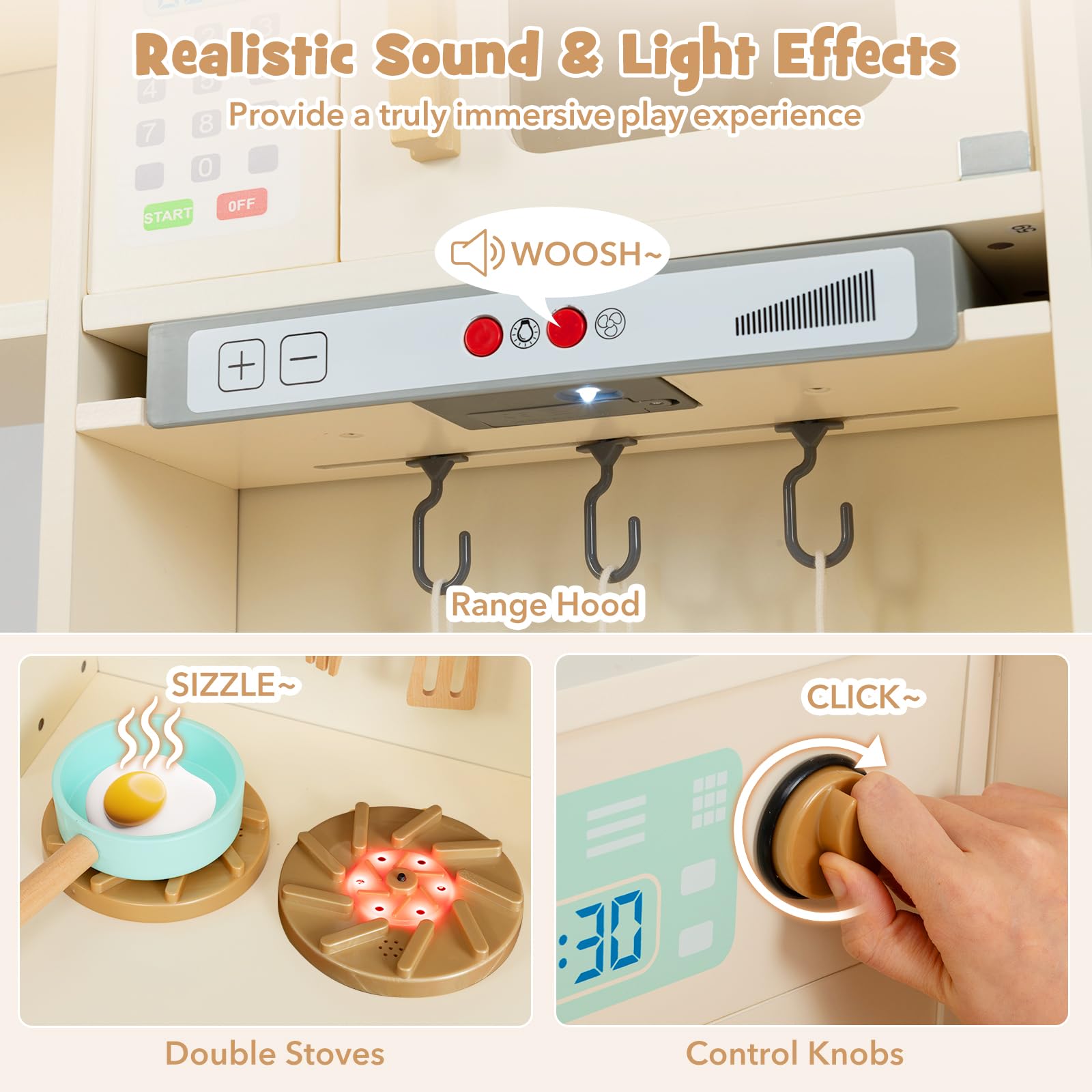 HOGEBABY Corner Kitchen Playset w/Real Lights & Sounds - Image 5