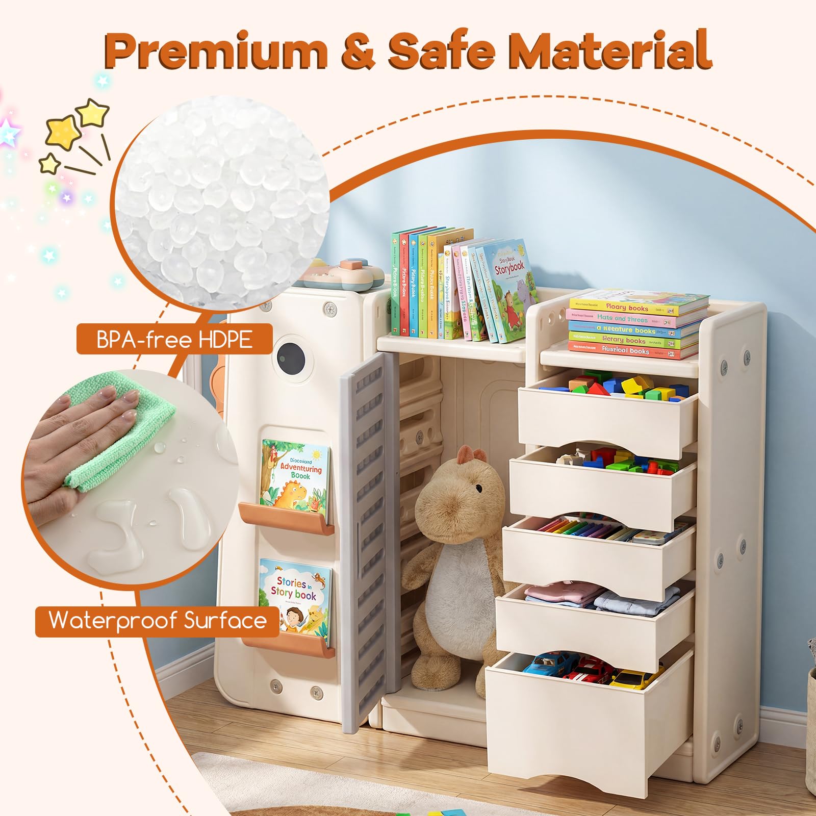 HOGEBABY Dinosaur-Shaped Toy Storage Organizer Kids Toy Chest - Image 4
