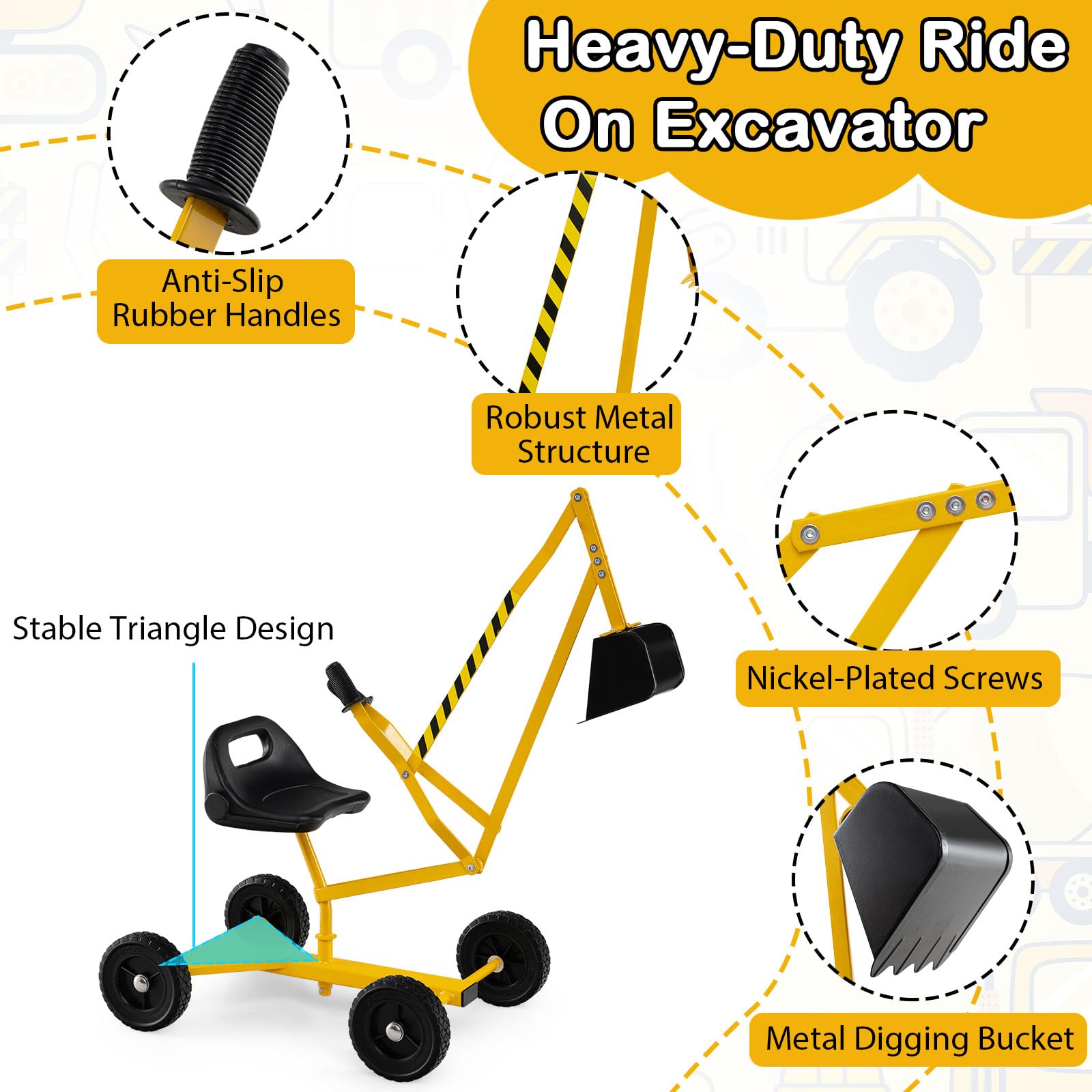 HOGEBABY Sand Digger Outdoor Heavy Duty Metal Excavator with 360 Swivel Seat - Image 5