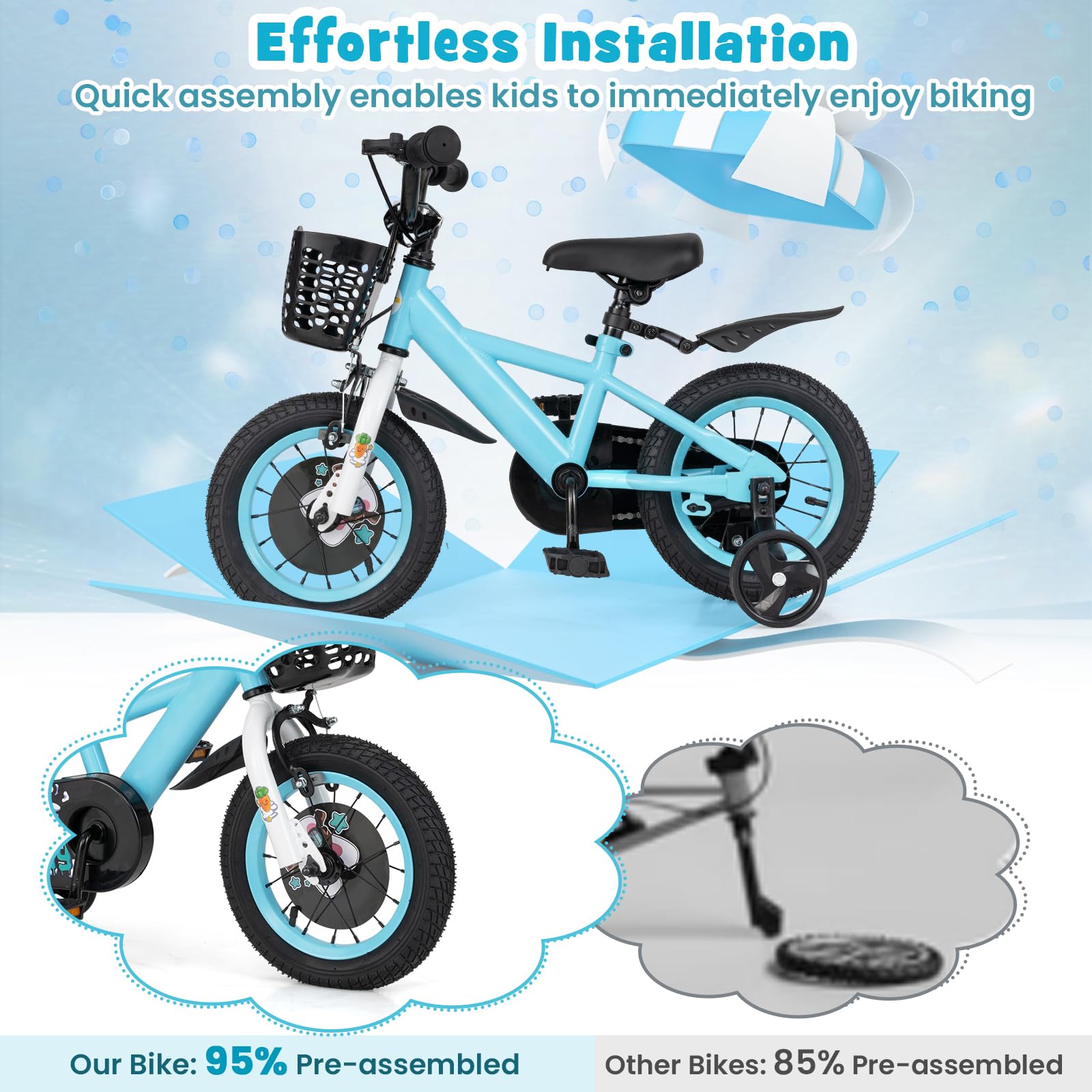 HOGEBABY Rabbit Pilot Sporty Kids Bike, 12 Inch Child Bike for 3-8 Years Old with Adjustable Height - Image 6