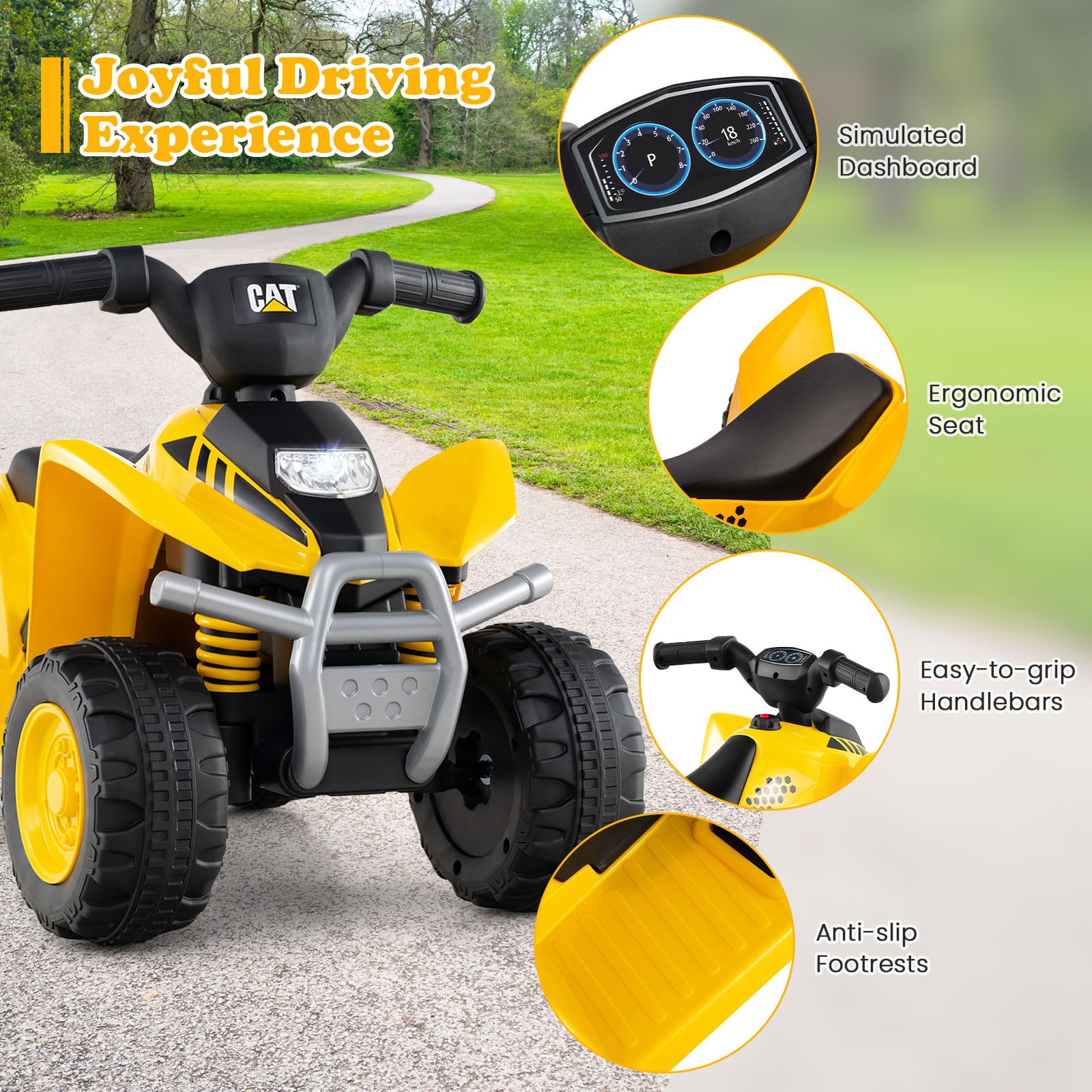 HOGEBABY Kids ATV, 6V CAT Licensed Four Wheeler Quad Car Toy - Image 5