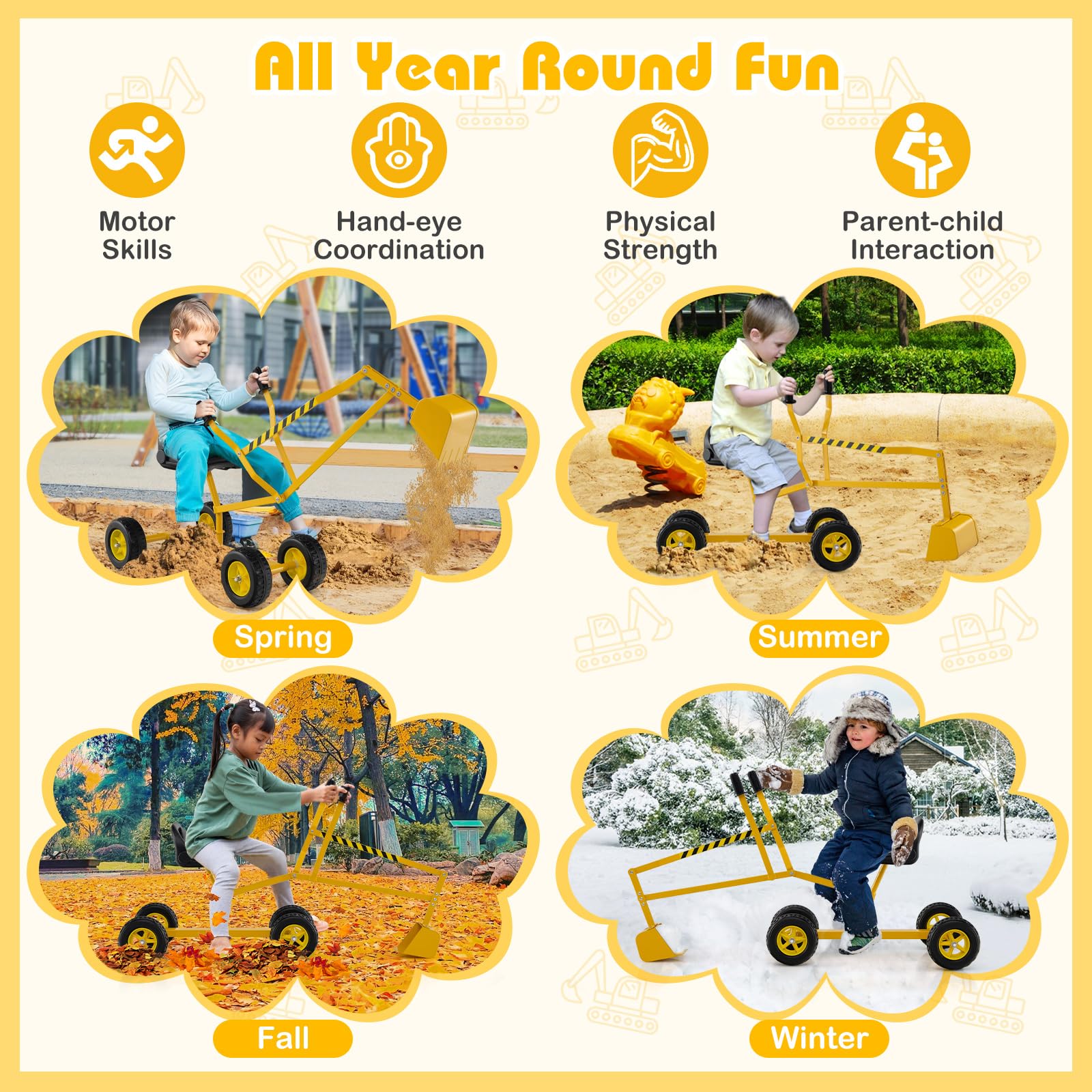 HOGEBABY Sand Digger Excavator for Kids Outdoor Ride-on Digging Toy - Image 5