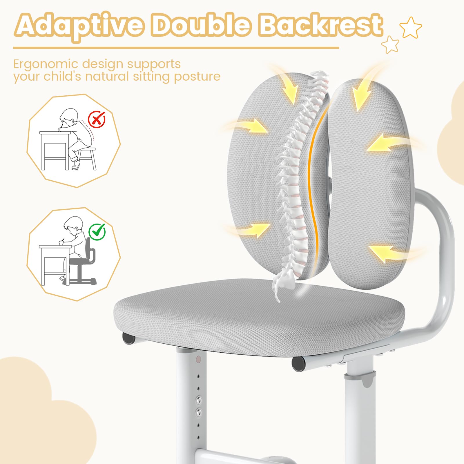 HOGEBABY Kids Desk Chair Ergonomic Student Study Chair - Image 6