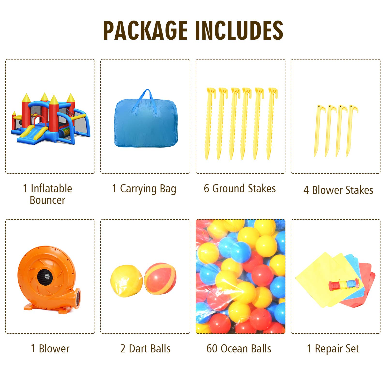 HOGEBABY Inflatable Bounce House, 6 in 1 Jump 'n Slide Bouncer w/ Large Jumping Area - Image 5