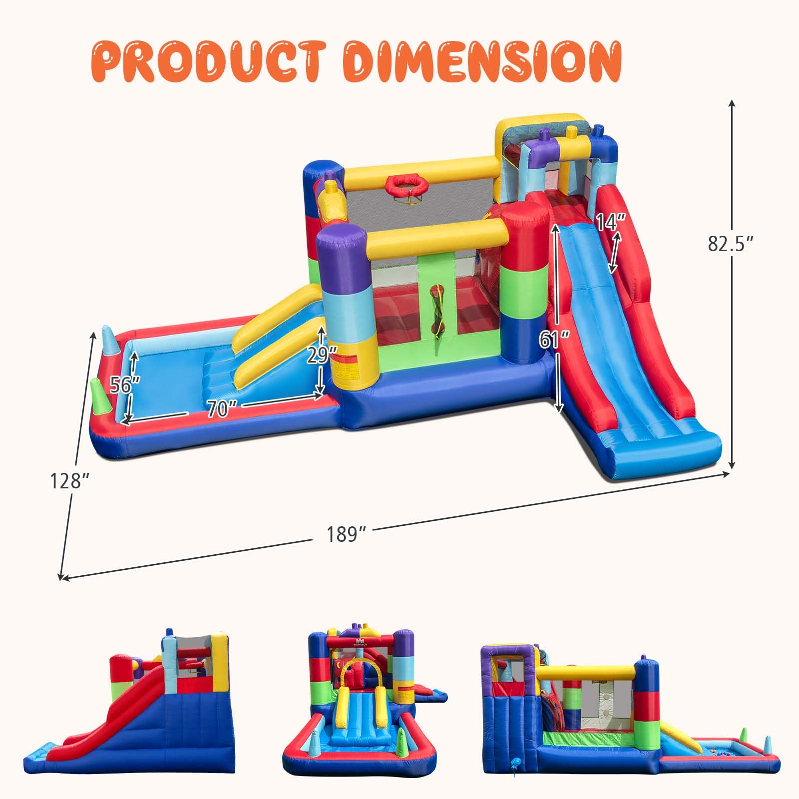 HOGEBABY Inflatable Bounce House, Dual Slides Bouncy House for Kids 5-12 Backyard Party Fun w/Blower - Image 6