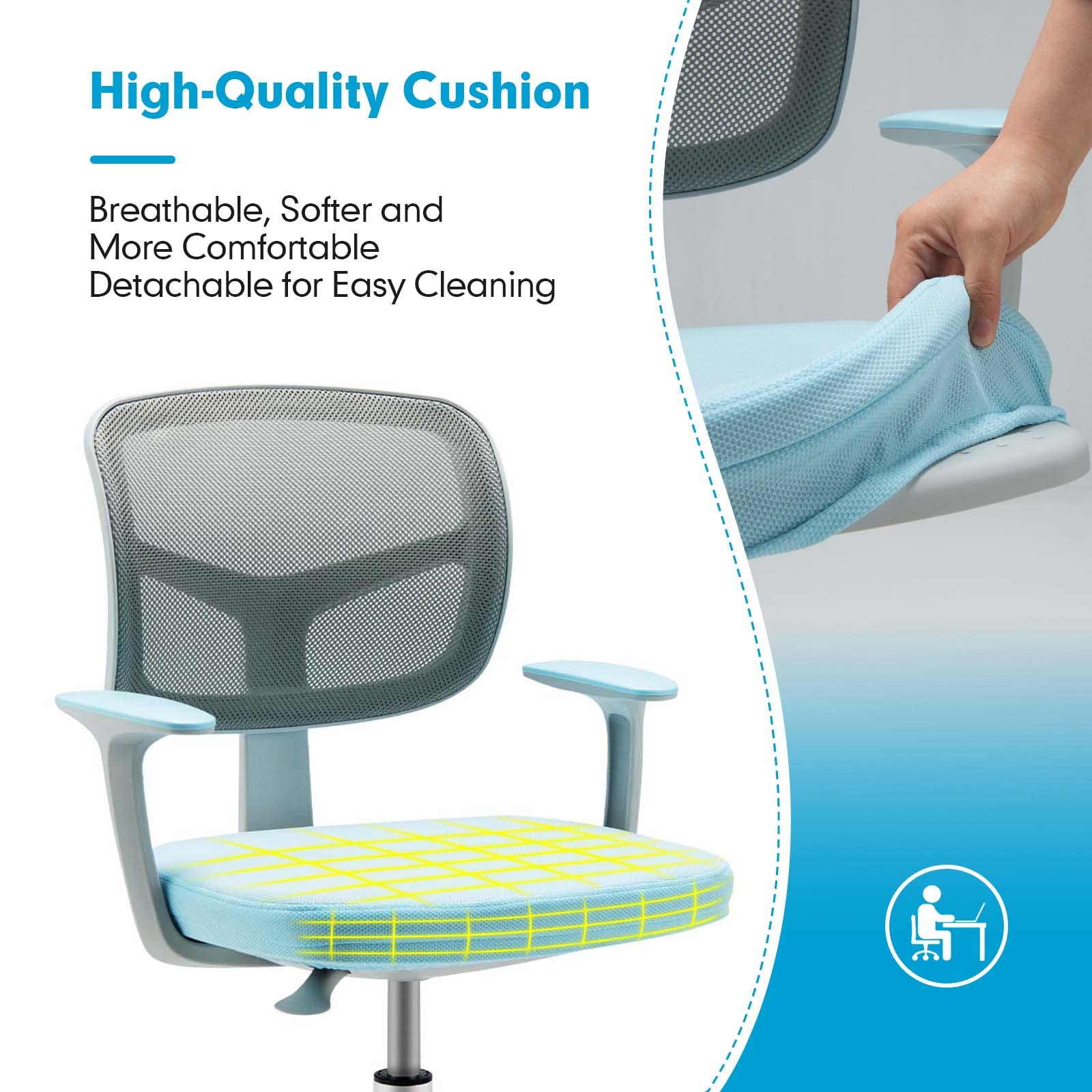 HOGEBABY Kids Desk Chair, Children Study Computer Chair with Adjustable Height, Ergonomic Kids Task Chair for 3-10 - Image 6