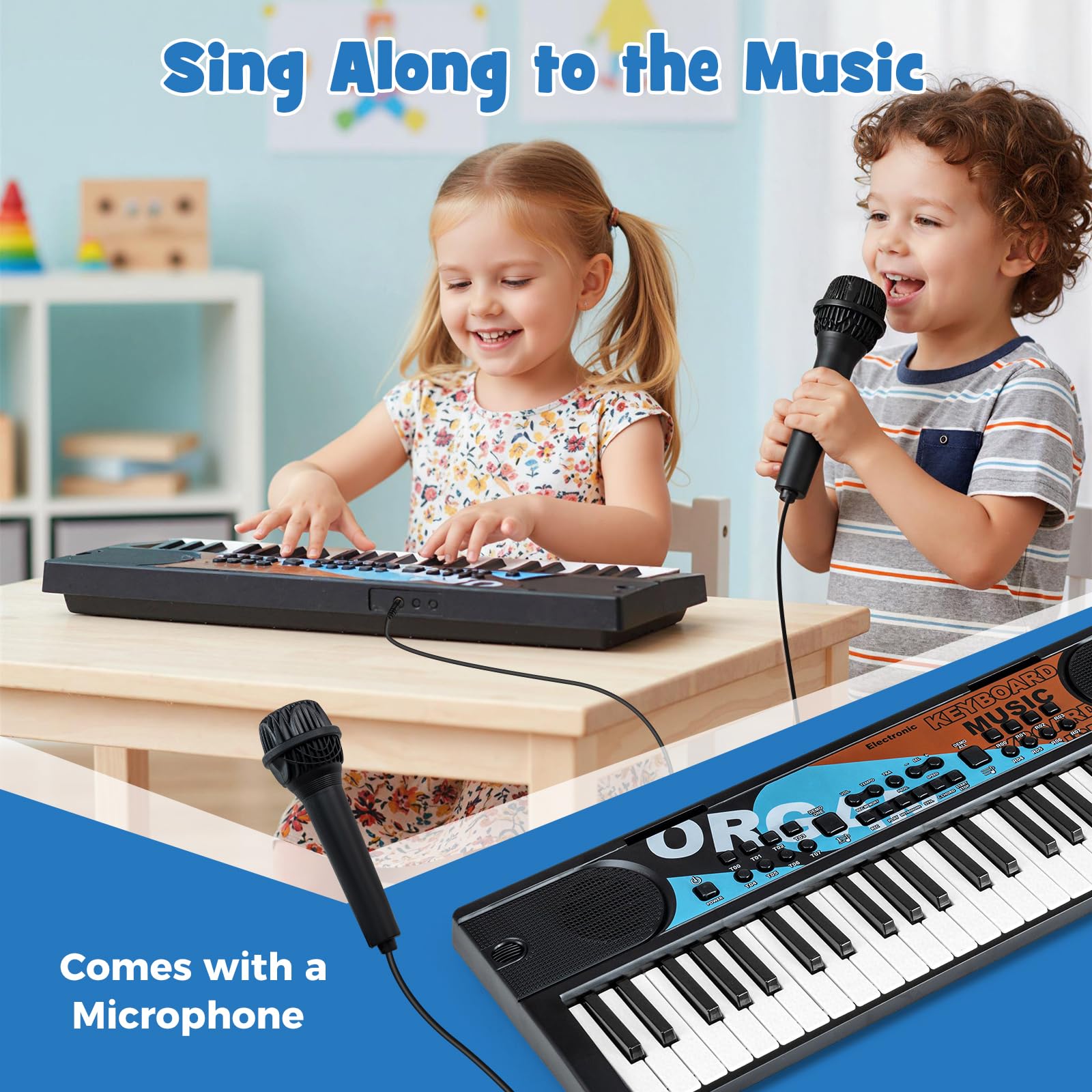 HOGEBABY Kids Piano Keyboard 49 Keys Portable Electric Keyboard Piano w/8 Rhythms - Image 5
