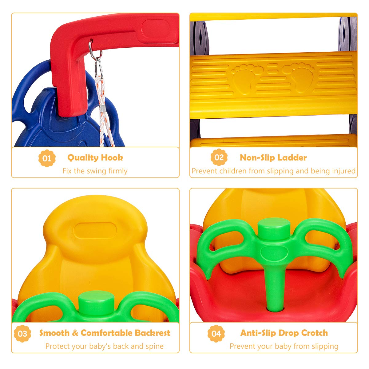 HOGEBABY Toddler Climber and Swing Set, 4 in 1 Climber Slide Playset w/Basketball Hoop (3-in-1 Bear Slide & Swing Set) - Image 6