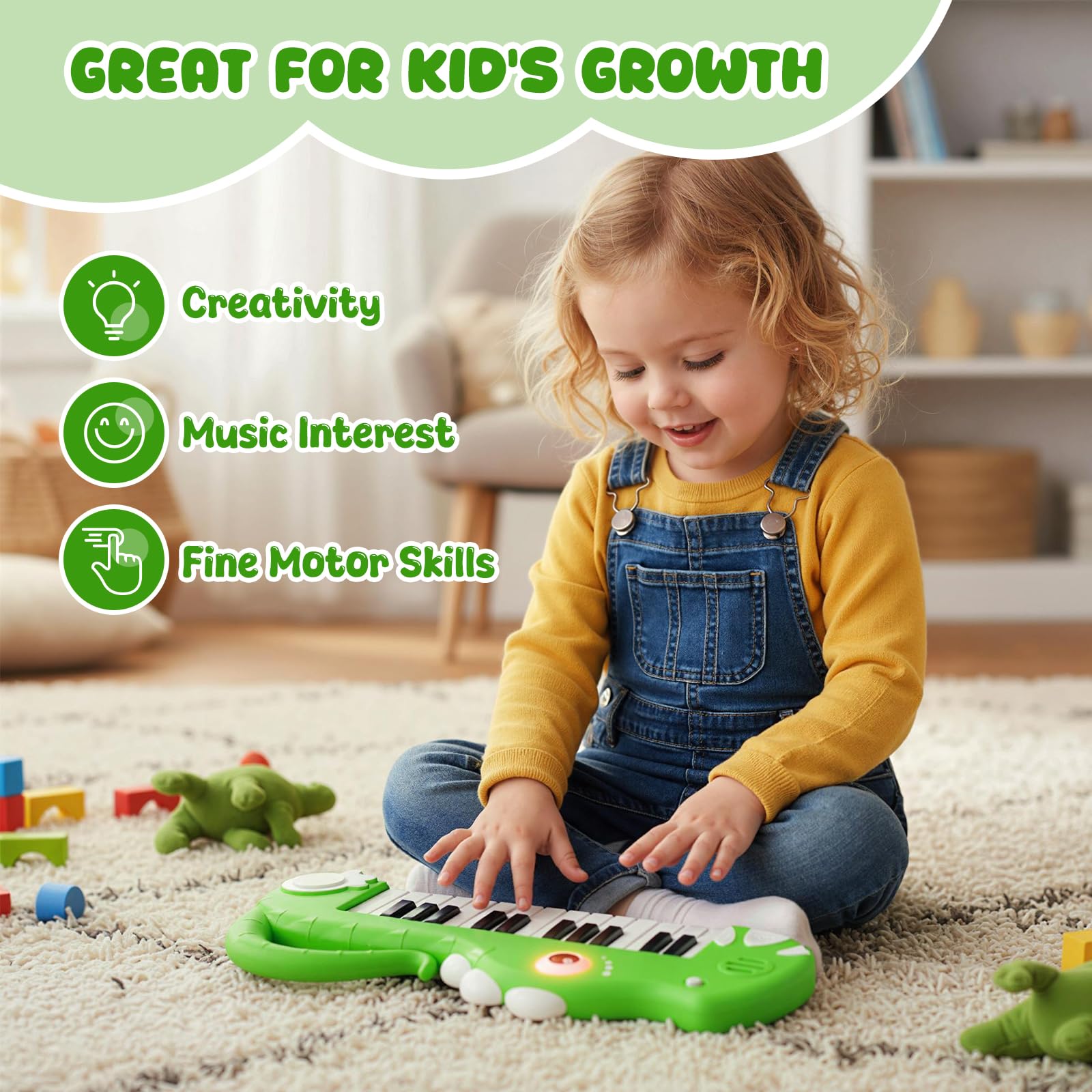 HOGEBABY 25-Key Dinosaur Shape Kids Toy Digital Piano - Image 3