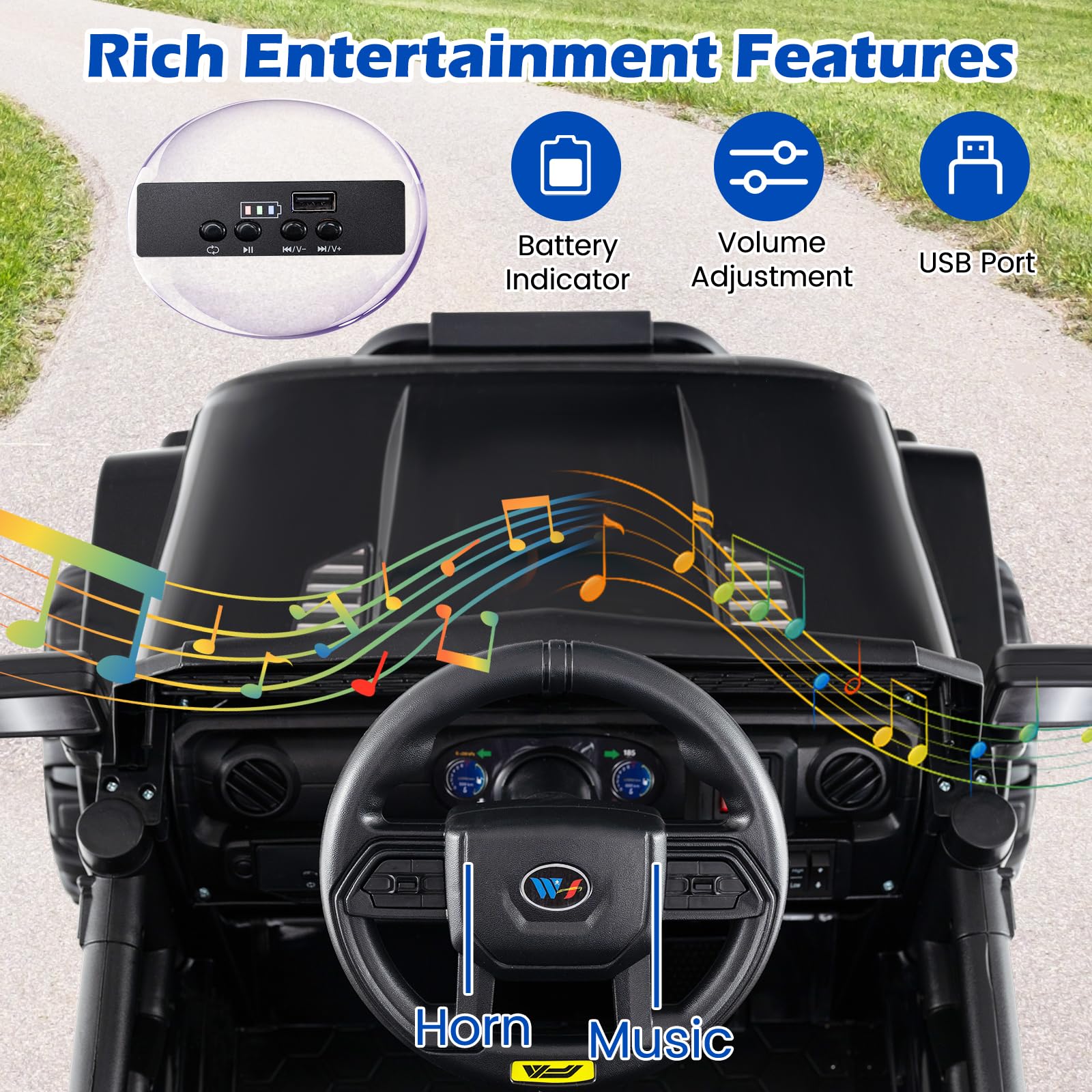 HOGEBABY Ride on Car with Detachable Trailer 12V Battery Powered Ride on Truck - Image 5