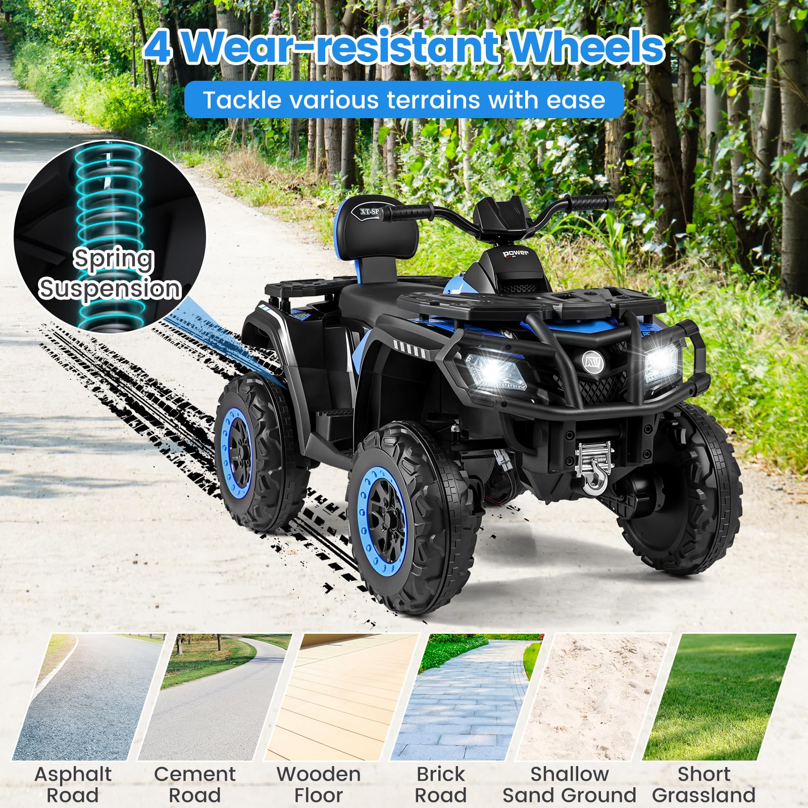 HOGEBABY 2-Seater Kids ATV 24V Four Wheeler Quad Electric Vehicle w/ 4 Motors - Image 6
