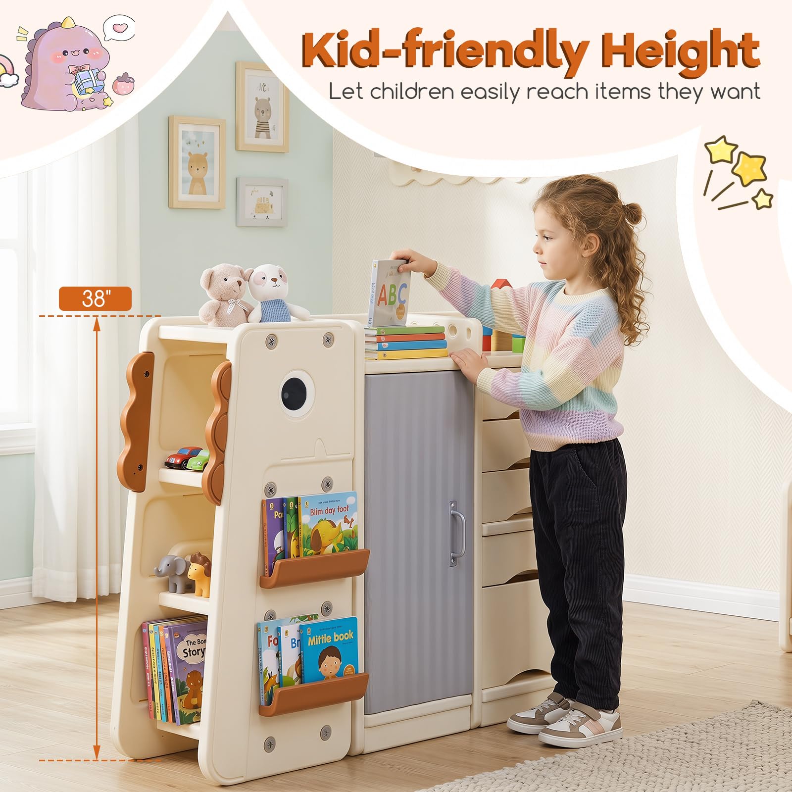 HOGEBABY Dinosaur-Shaped Toy Storage Organizer Kids Toy Chest - Image 5