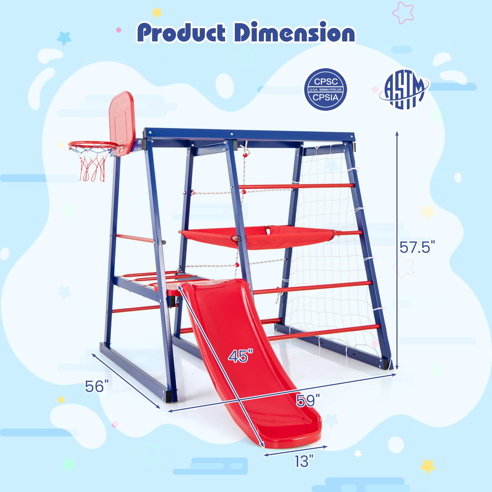 HOGEBABY 7 in 1 Climbing Toys for Toddlers, Indoor Outdoor Kids Gym for Exercise w/Climbing Net - Image 6