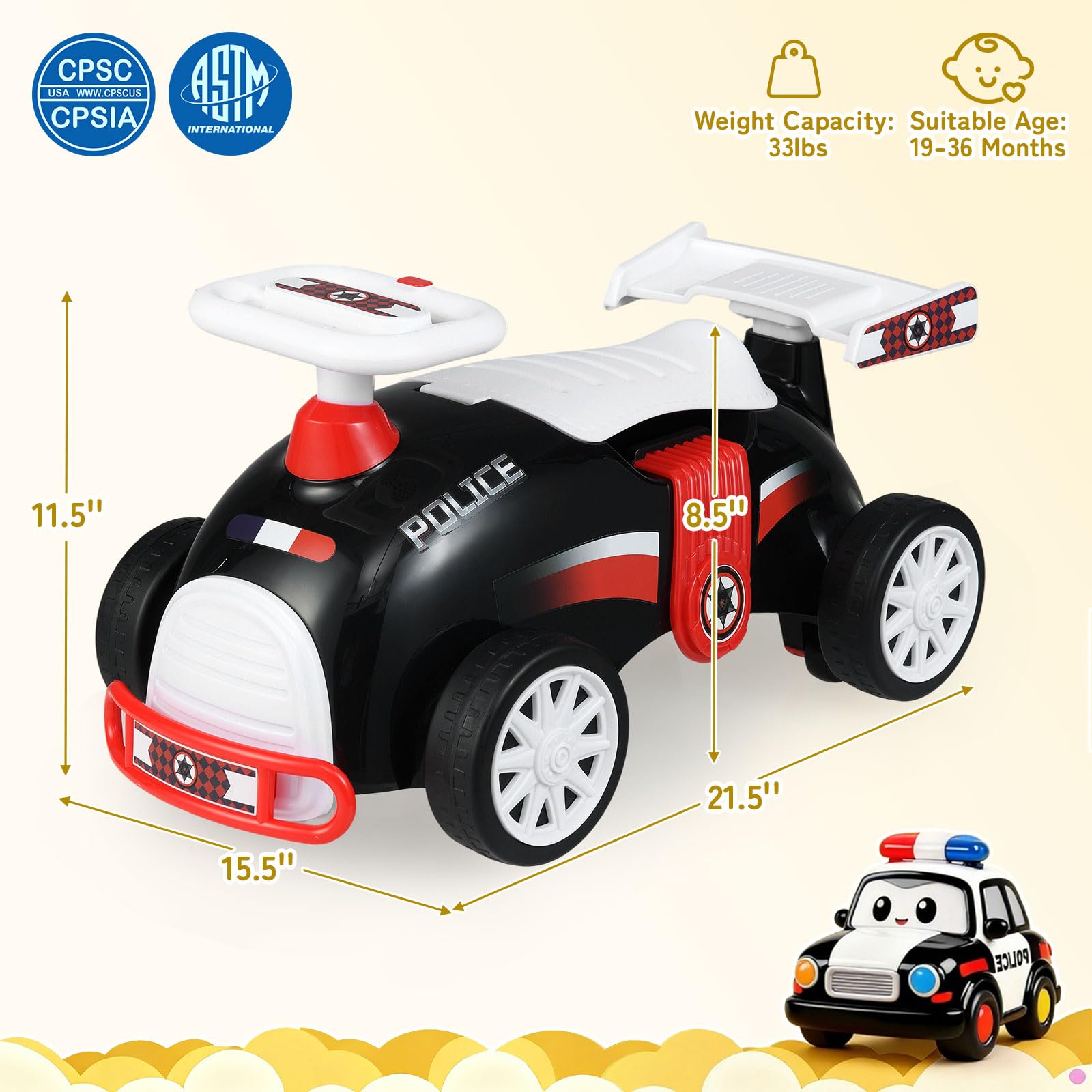 HOGEBABY Toddler Ride On Toys Foot-to-Floor Sliding Car - Image 7