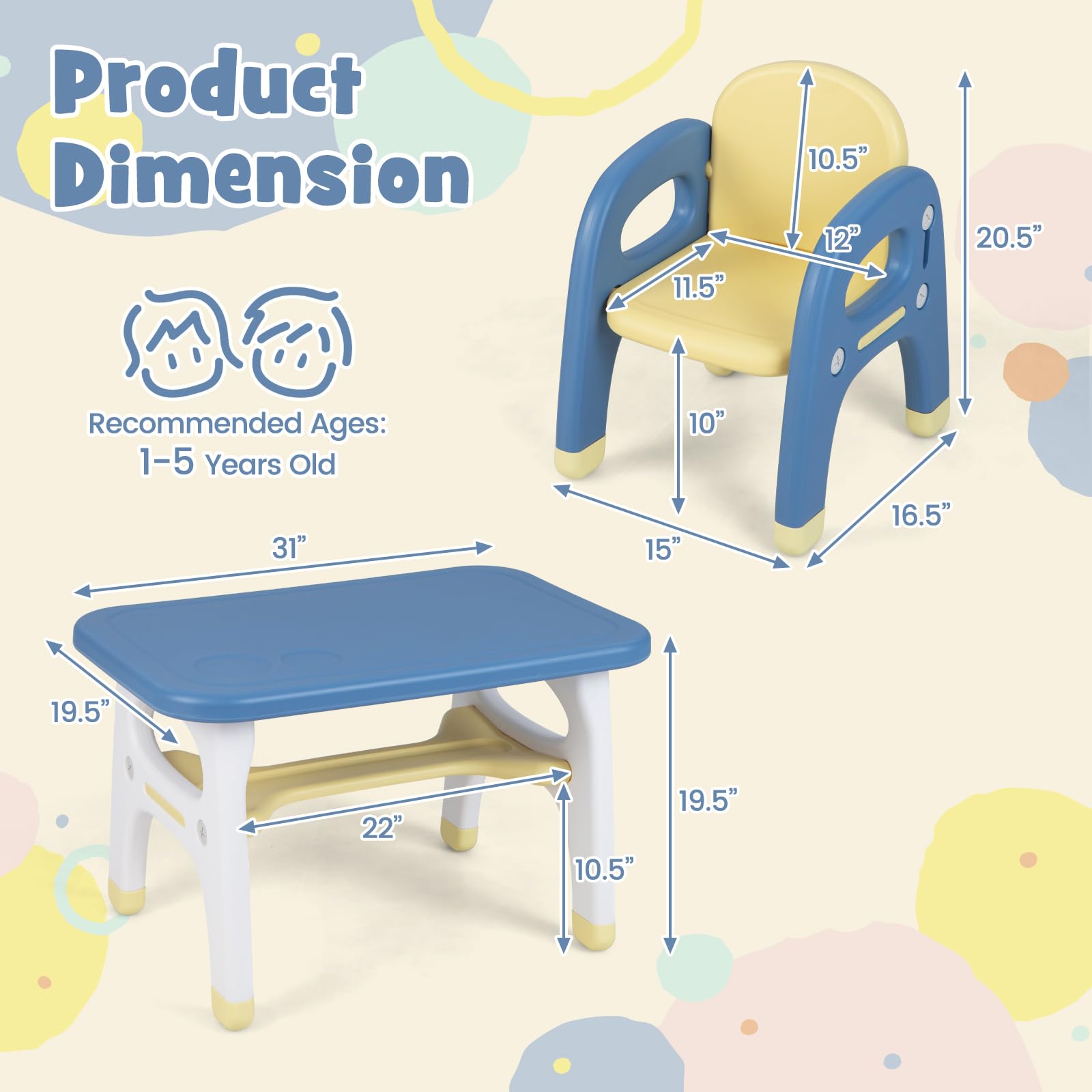 HOGEBABY Kids Table and Chair Set w/Montessori Toys, Kids Activity Table w/Storage Shelf - Image 8