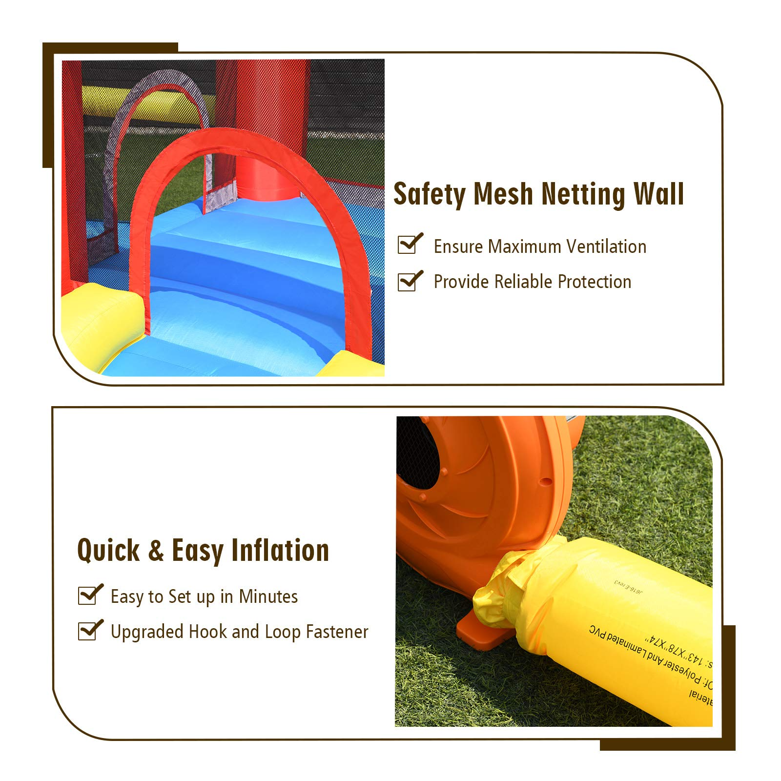 HOGEBABY Inflatable Bounce House, 6 in 1 Jump 'n Slide Bouncer w/ Large Jumping Area - Image 6
