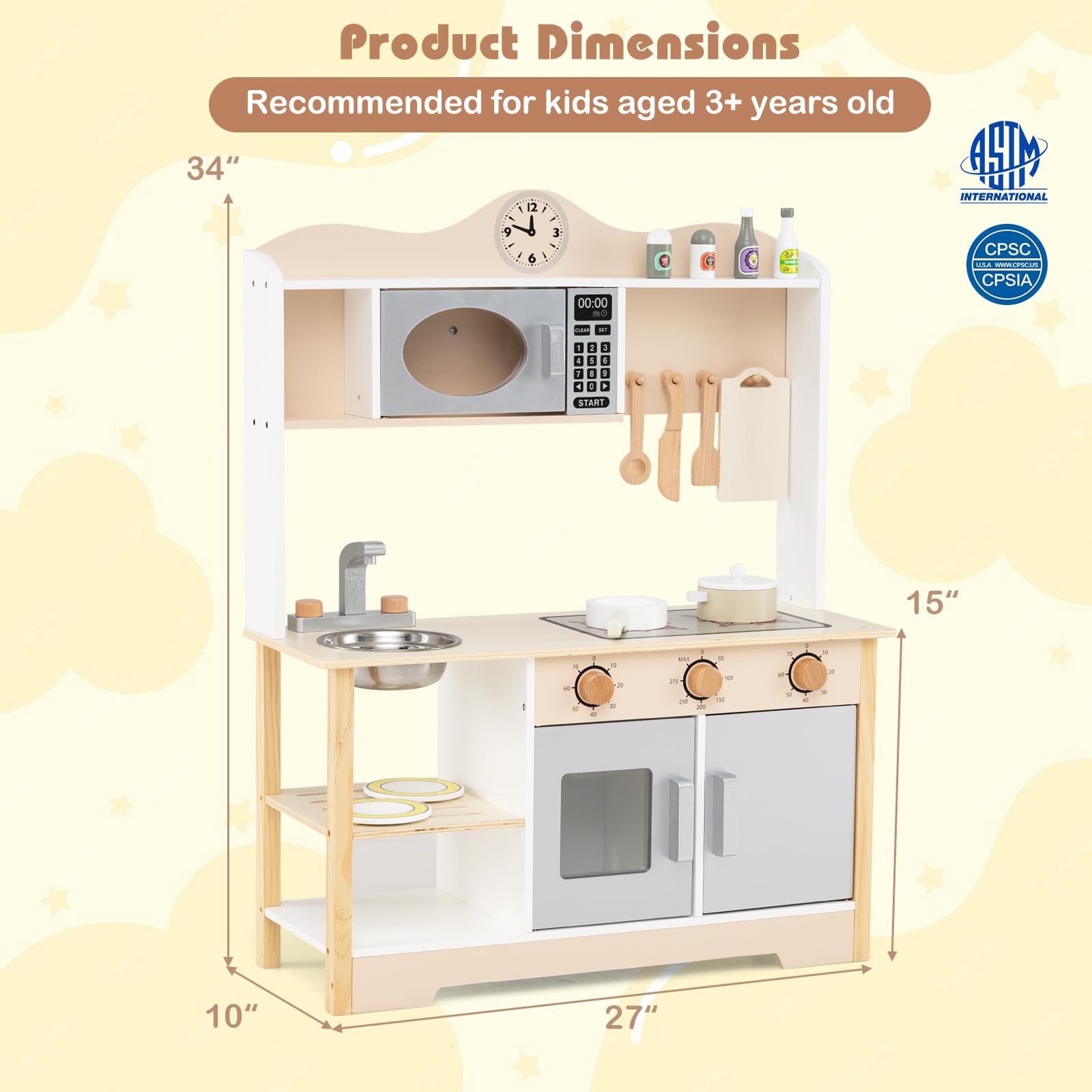 HOGEBABY Wooden Toy Kitchen Playset - Image 6