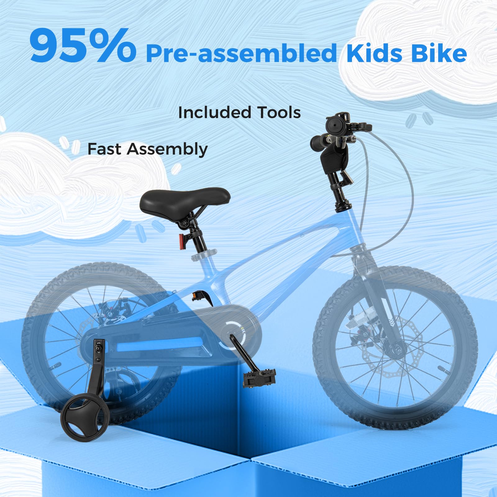 HOGEBABY Kids Bike, 16 Lightweight Alloy Sporty Bicycle with Dual Disc Brakes - Image 6