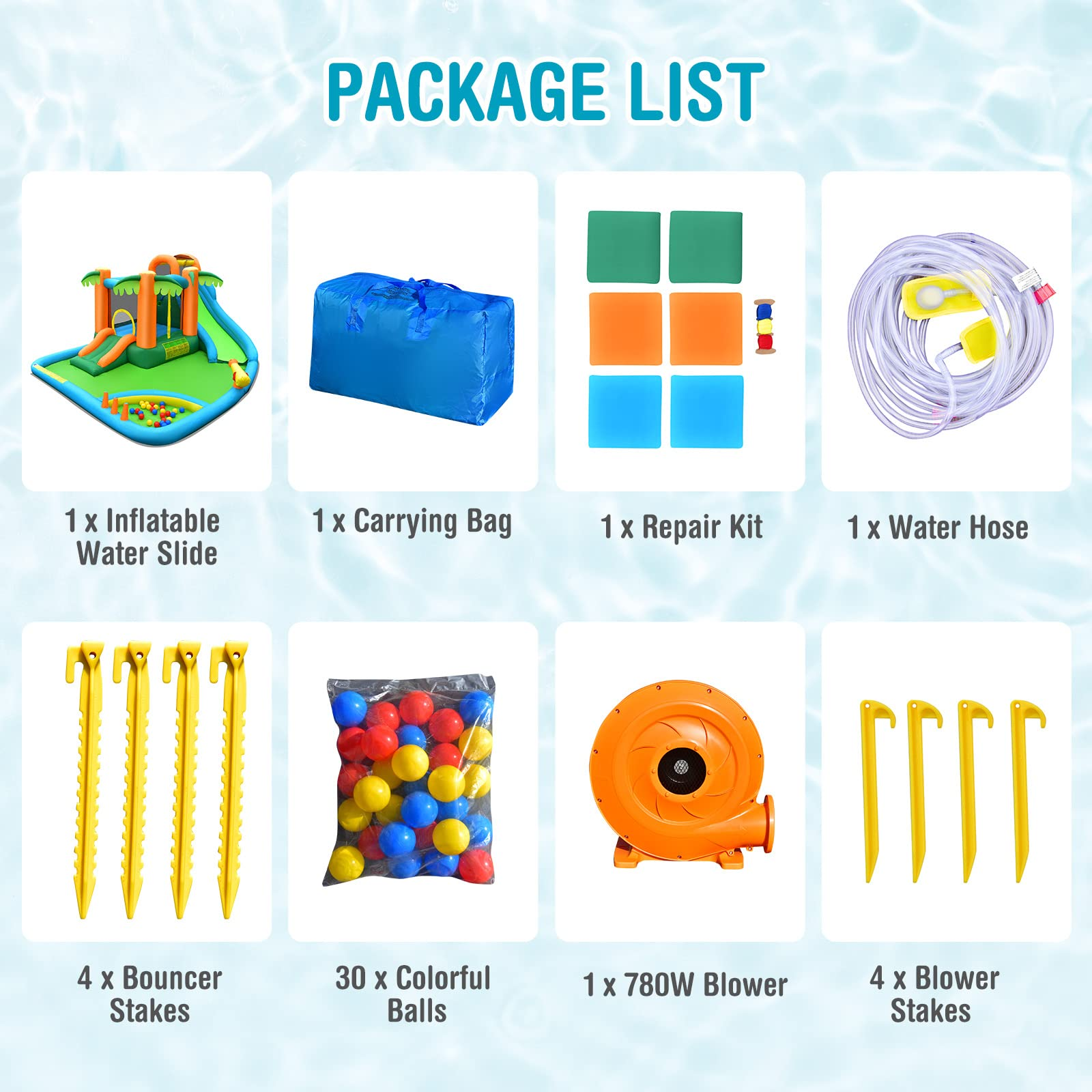 HOGEBABY Inflatable Water Slide for Kids, 7 in 1 Kids Jumping Castle Bounce House w/Blower, Splash Pool - Image 6
