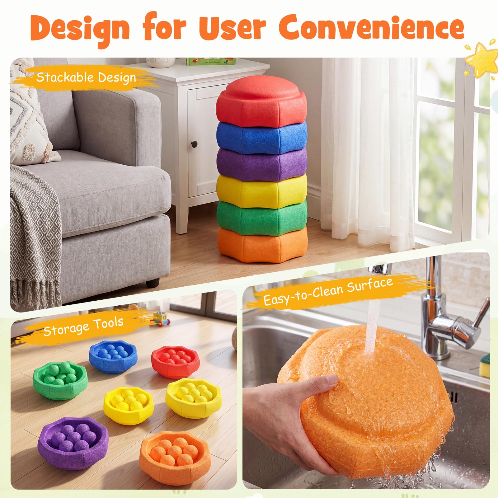 HOGEBABY 6 Pcs Stepping Stones for Kids - Image 6