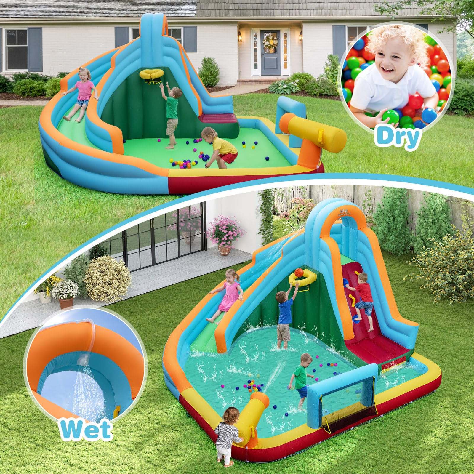 HOGEBABY Inflatable Water Slide 6 in 1 Kids Waterslide Park for Outdoor - Image 6