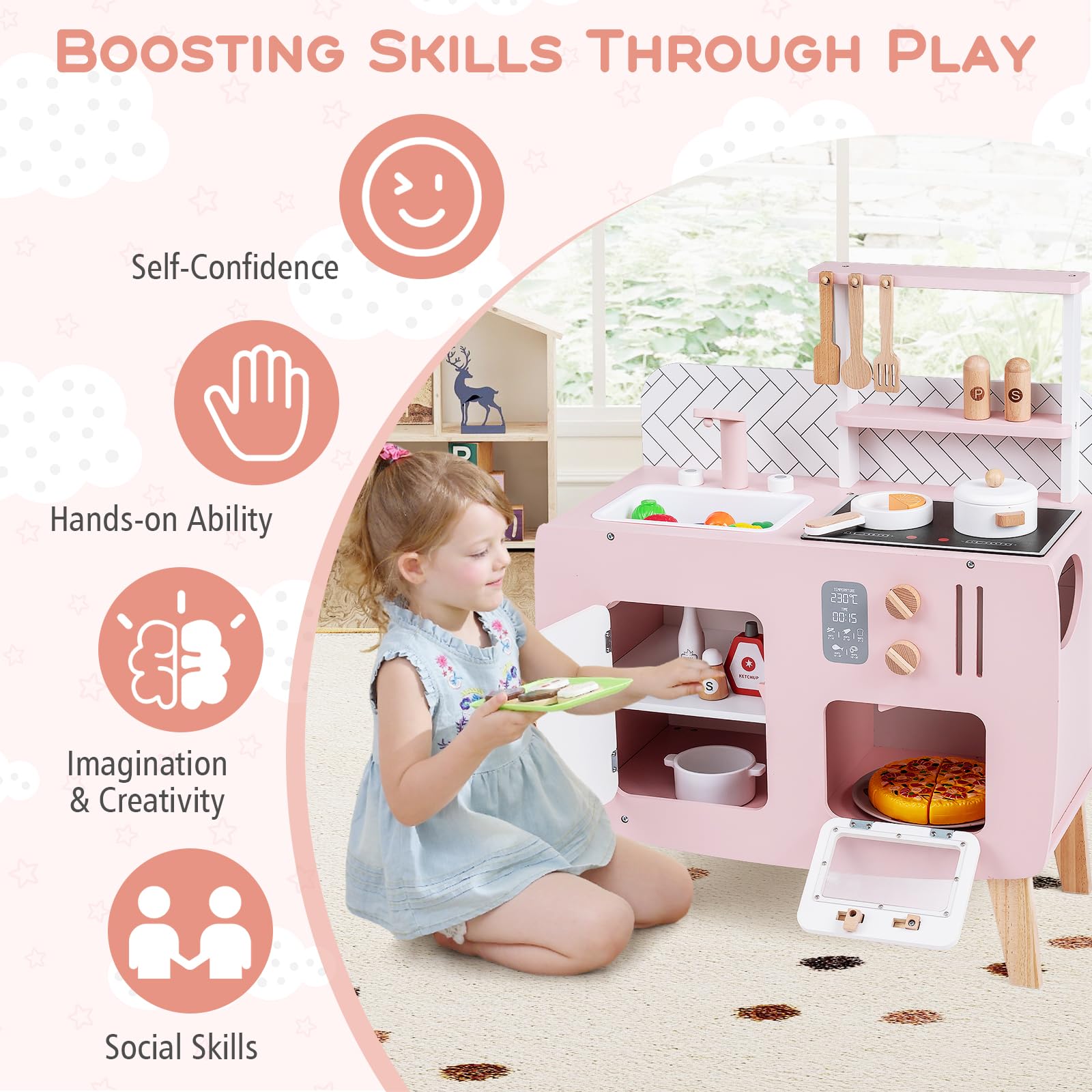 HOGEBABY Toddler Interactive Pretend Play Toy w/Oven - Image 6