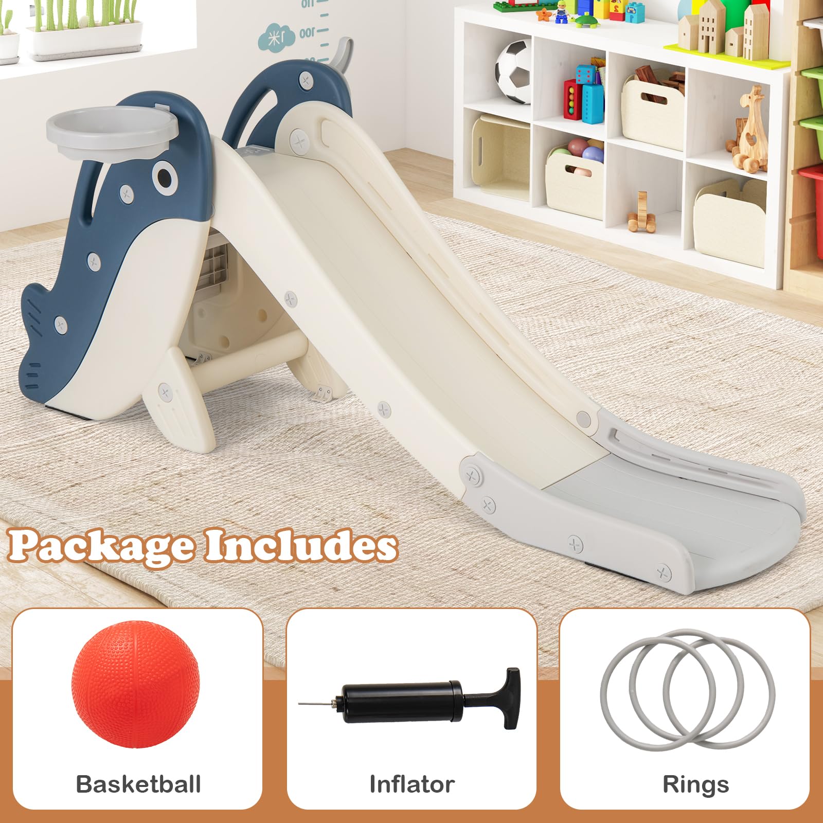 HOGEBABY Foldable Toddler Slide Freestanding Baby Climber Playset Kids Slide - Image 6