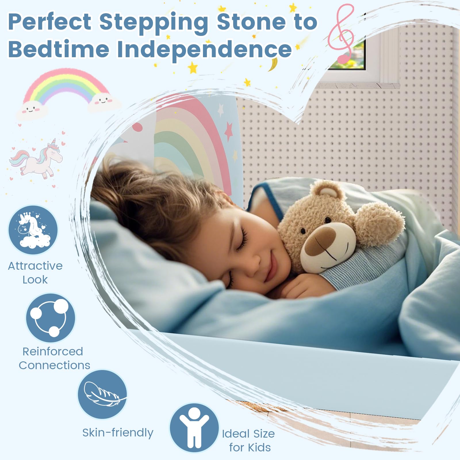 HOGEBABY Twin Floor Bed Frame Upholstered Kids Bed with 210D Oxford Cloth Floor Mat - Image 6