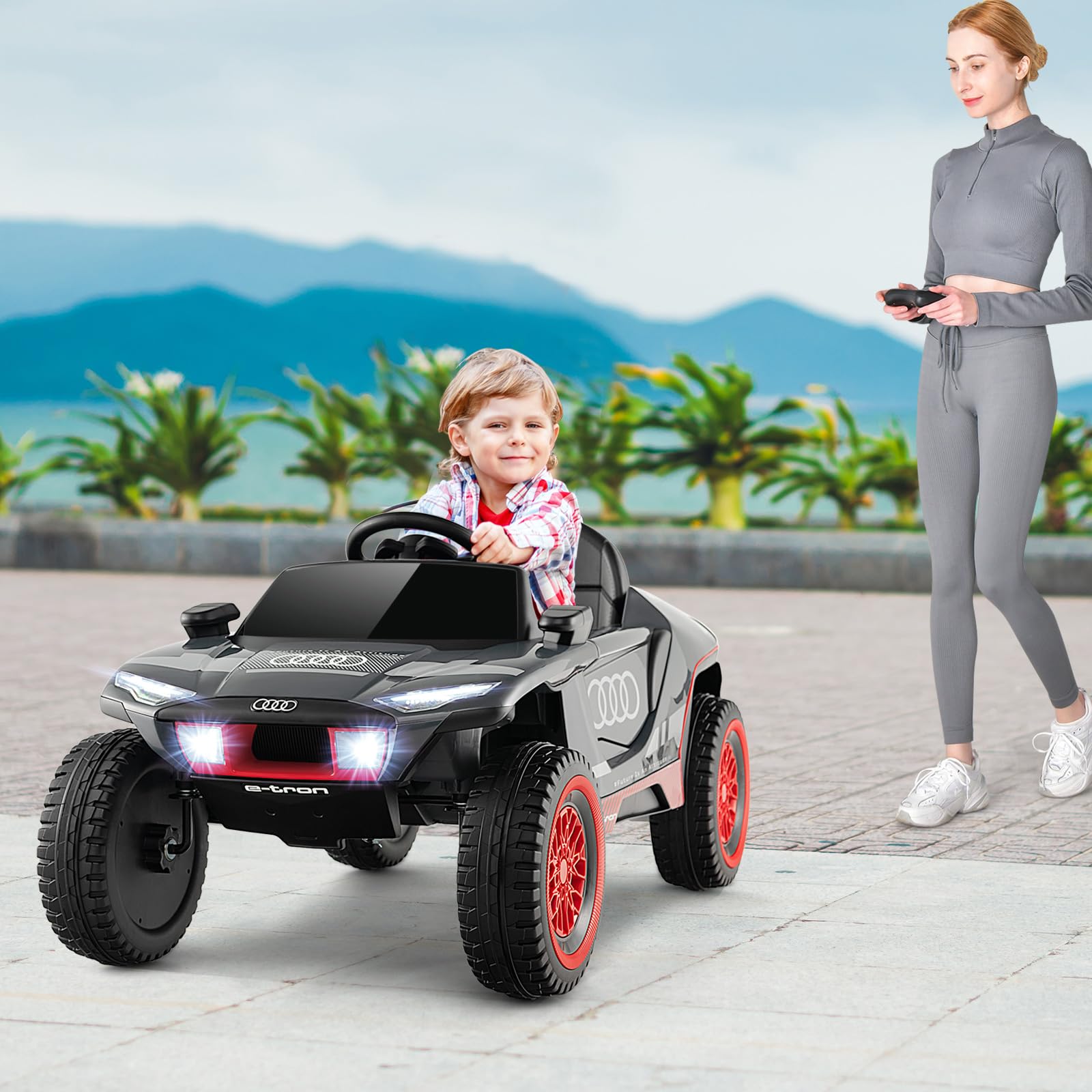 HOGEBABY Ride on Car, Audi Licensed E-tron Racing Car, 12V Battery Powered Electric Vehicle - Image 3