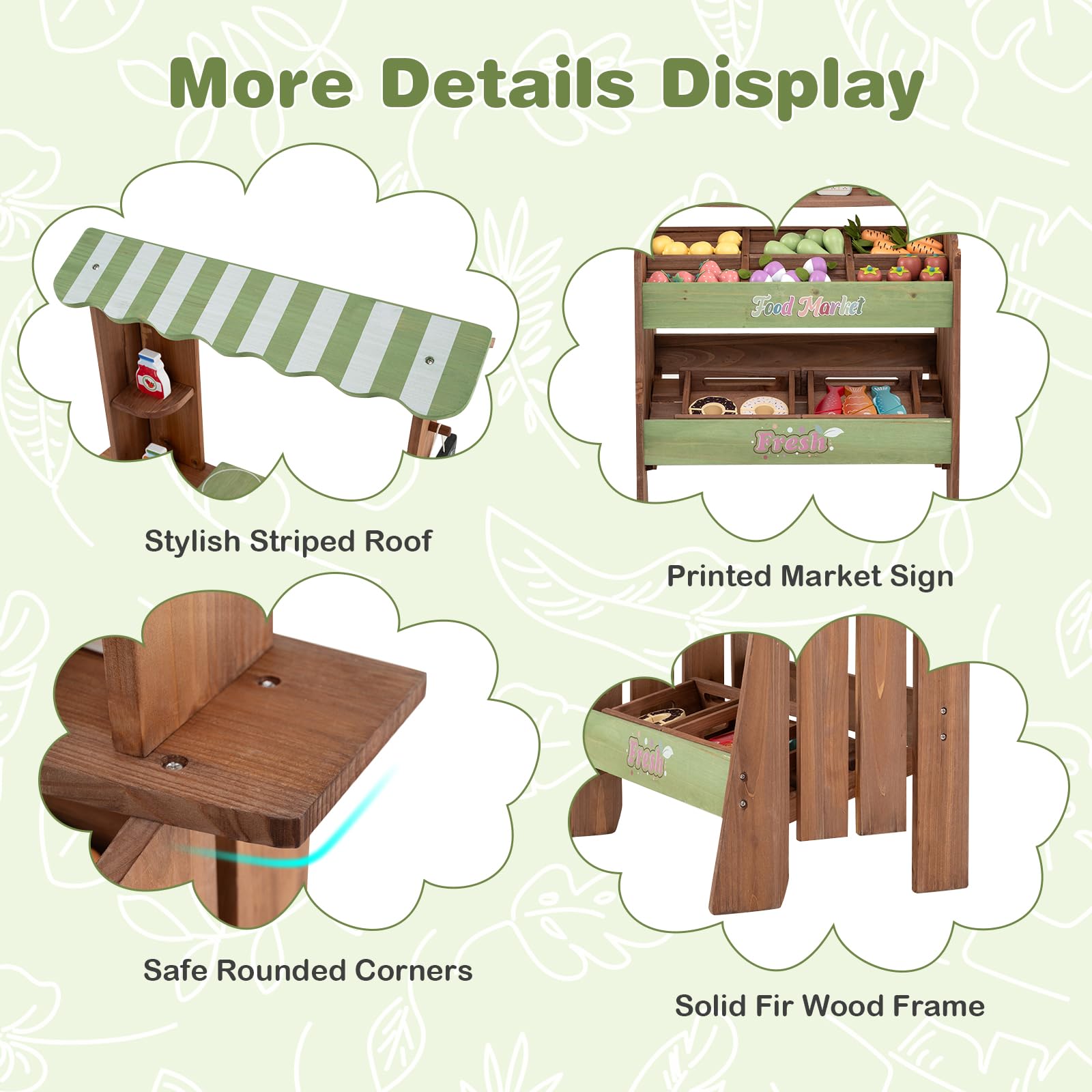 HOGEBABY Wooden Grocery Store Pretend Play w/Chalkboard & 40+ Accessories - Image 6