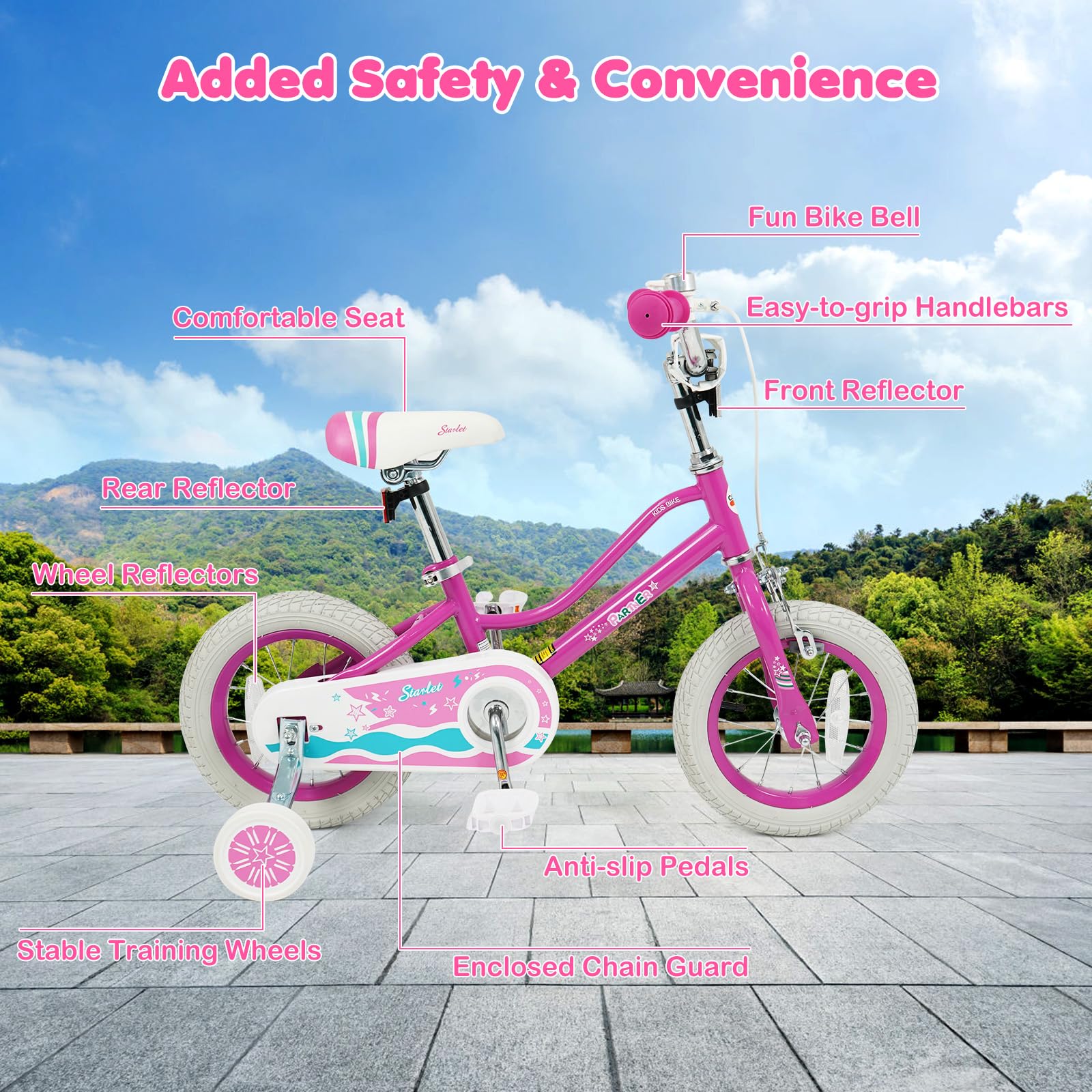HOGEBABY Girls Bike 12 14 16 18 Kids Bike for 3-8 Years Old with Training Wheels - Image 7
