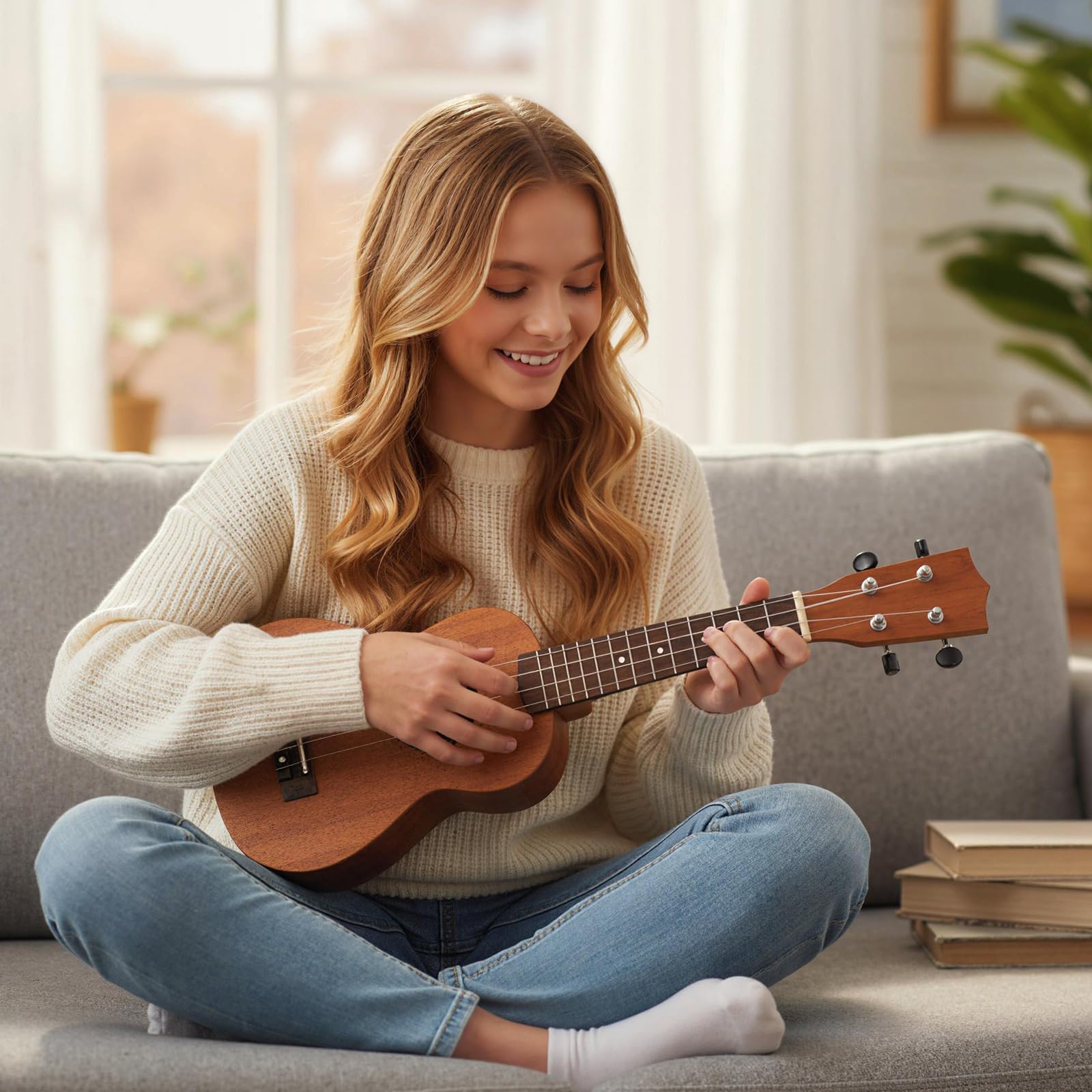HOGEBABY 21 Inch Soprano Mahogany Ukelele with Gig Bag - Image 7