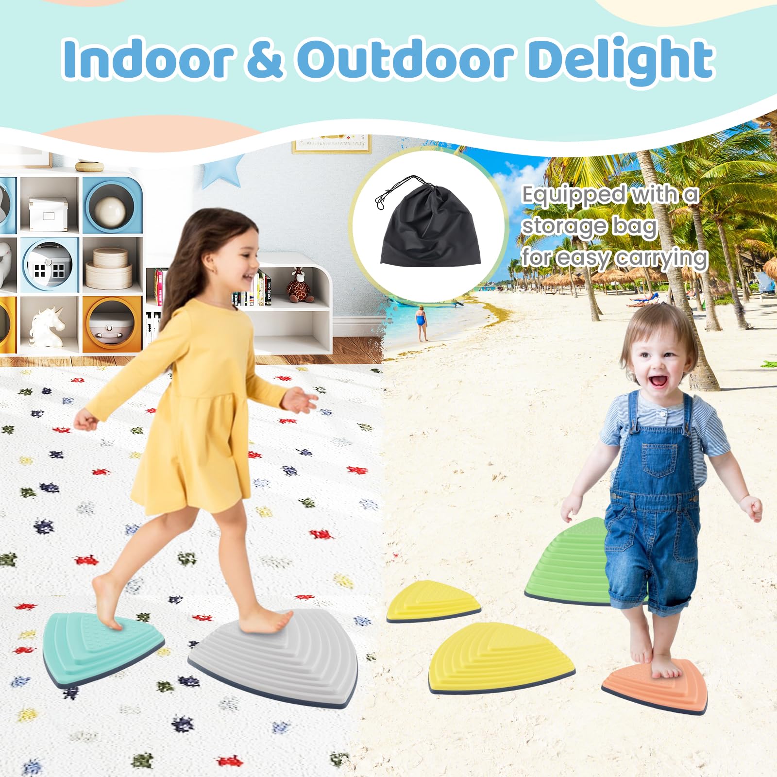 HOGEBABY Stepping Stones for Kids Set of 6 Non-Slip Toddler Balance Stones - Image 7