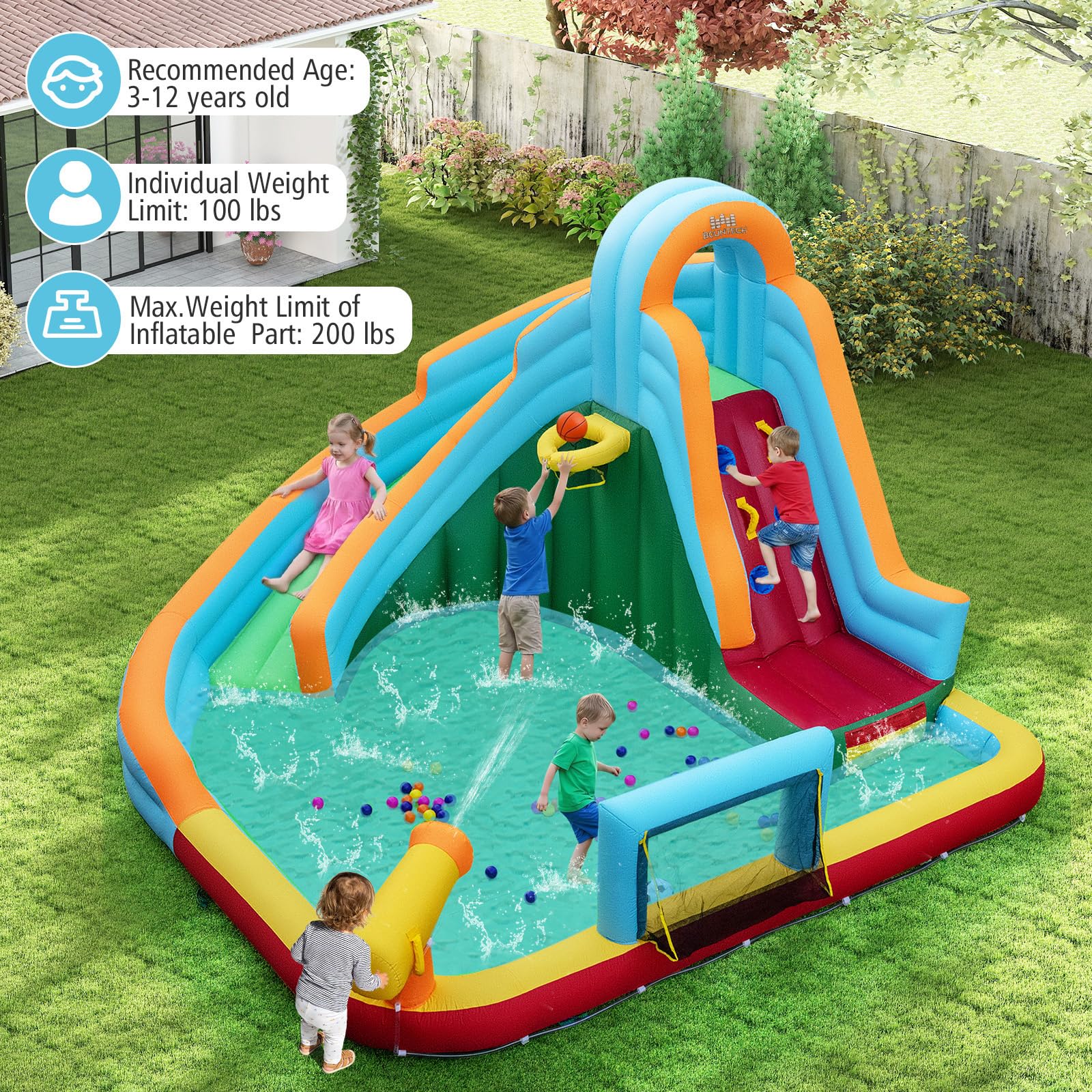 HOGEBABY Inflatable Water Slide 6 in 1 Kids Waterslide Park for Outdoor - Image 7