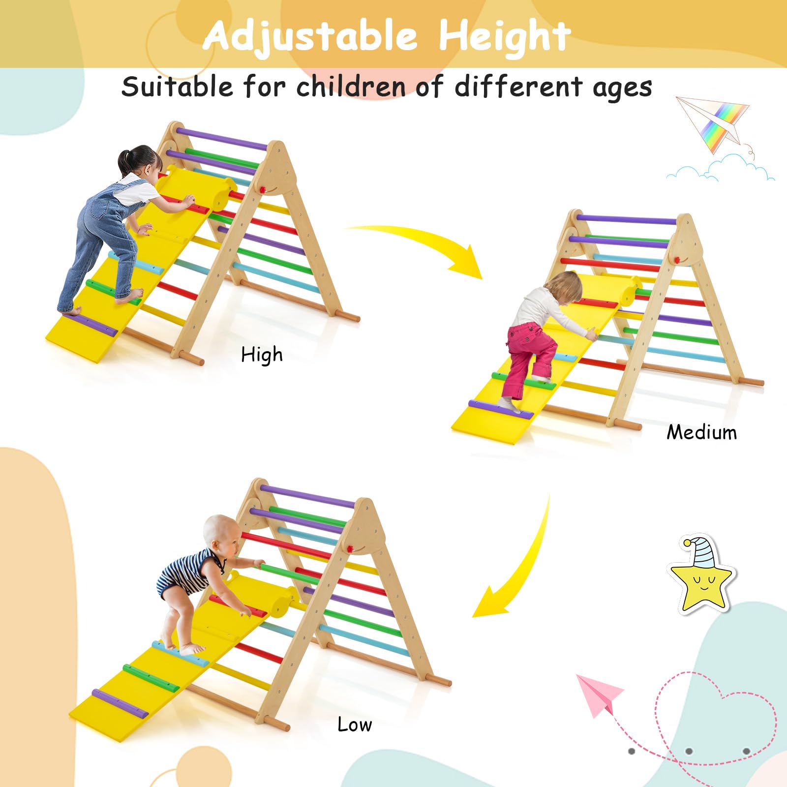 HOGEBABY Climbing Toy for Toddlers, Foldable Upgrade Anti-Rollover Kids Indoor Gym Playset with Reversible Ramp - Image 7