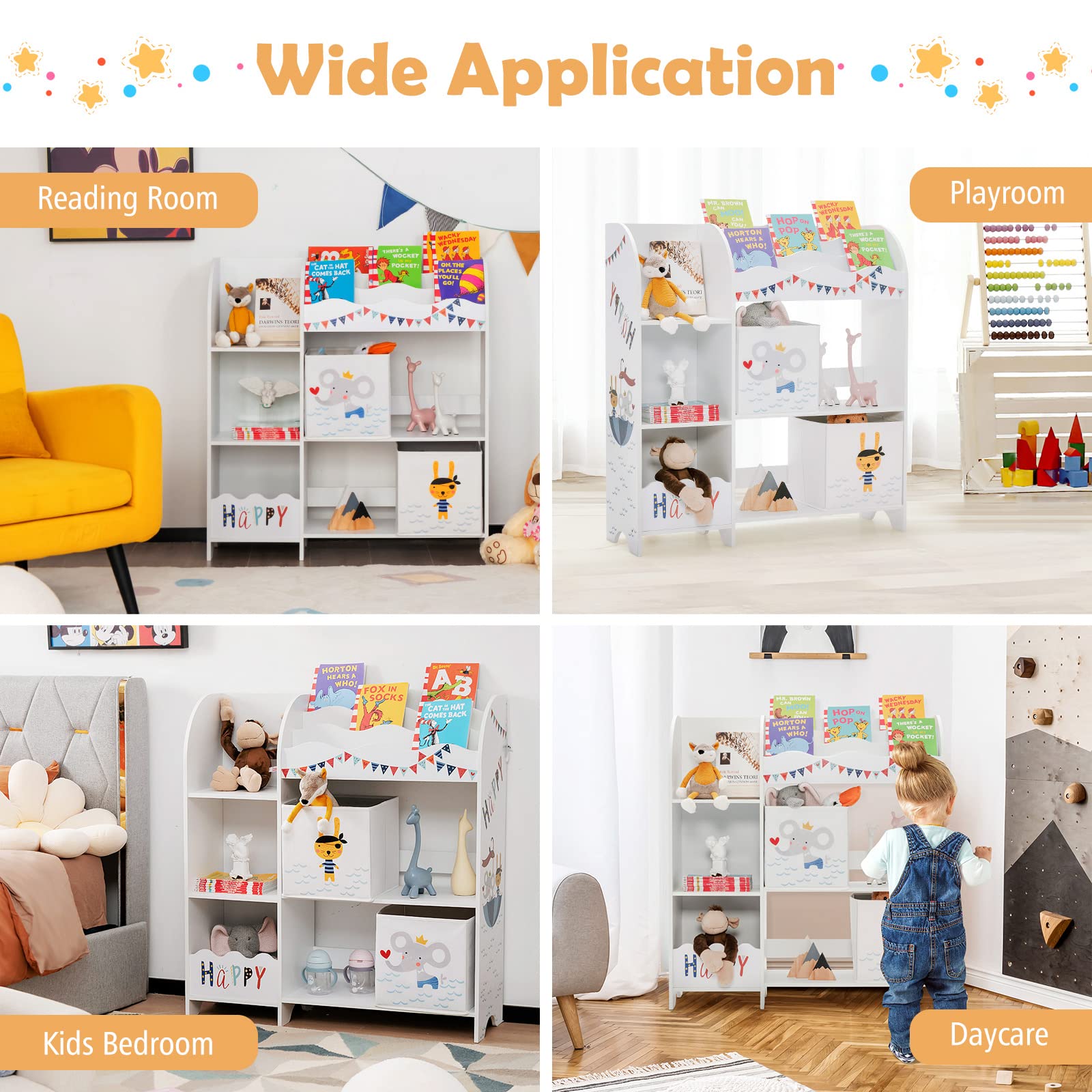 HOGEBABY Toy and Book Organizer for Kids, Wooden Storage Display Cabinet Bookshelf - Image 10
