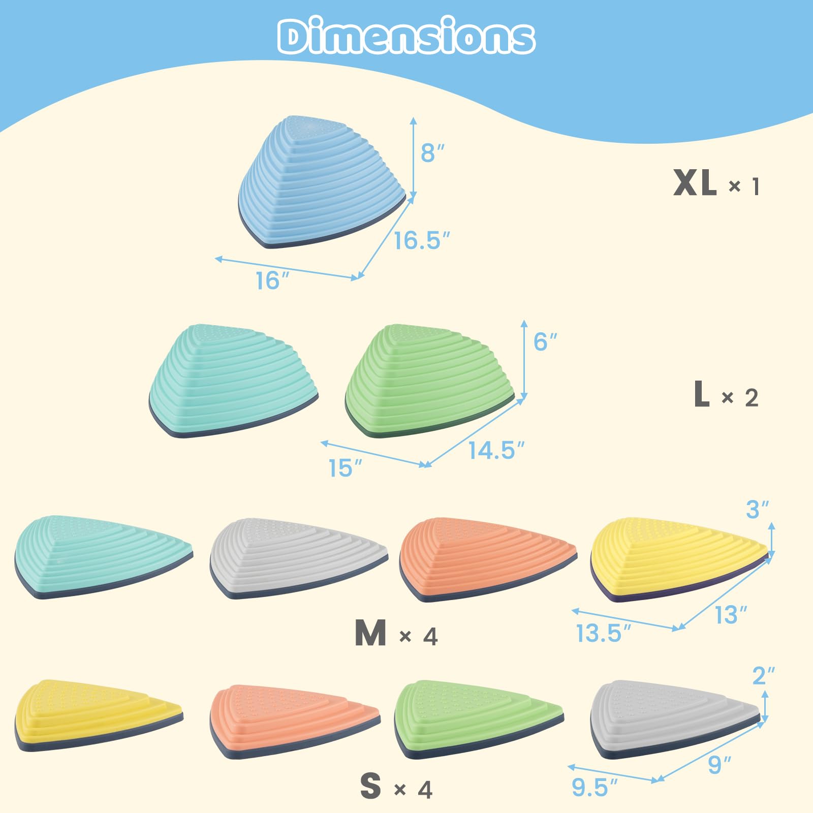 HOGEBABY Stepping Stones for Kids Set of 11 Non-Slip Toddler Balance Stones - Image 7