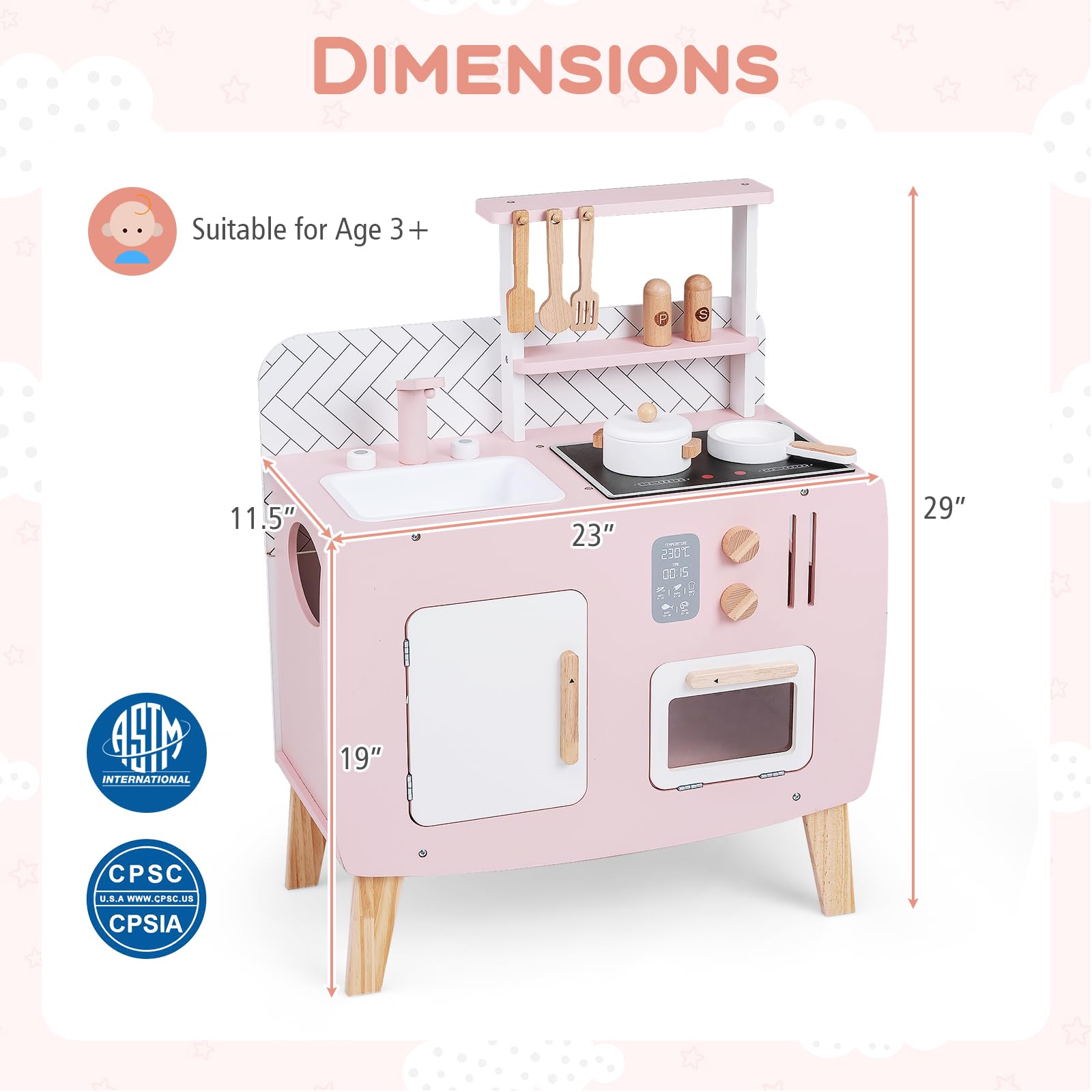 HOGEBABY Toddler Interactive Pretend Play Toy w/Oven - Image 7