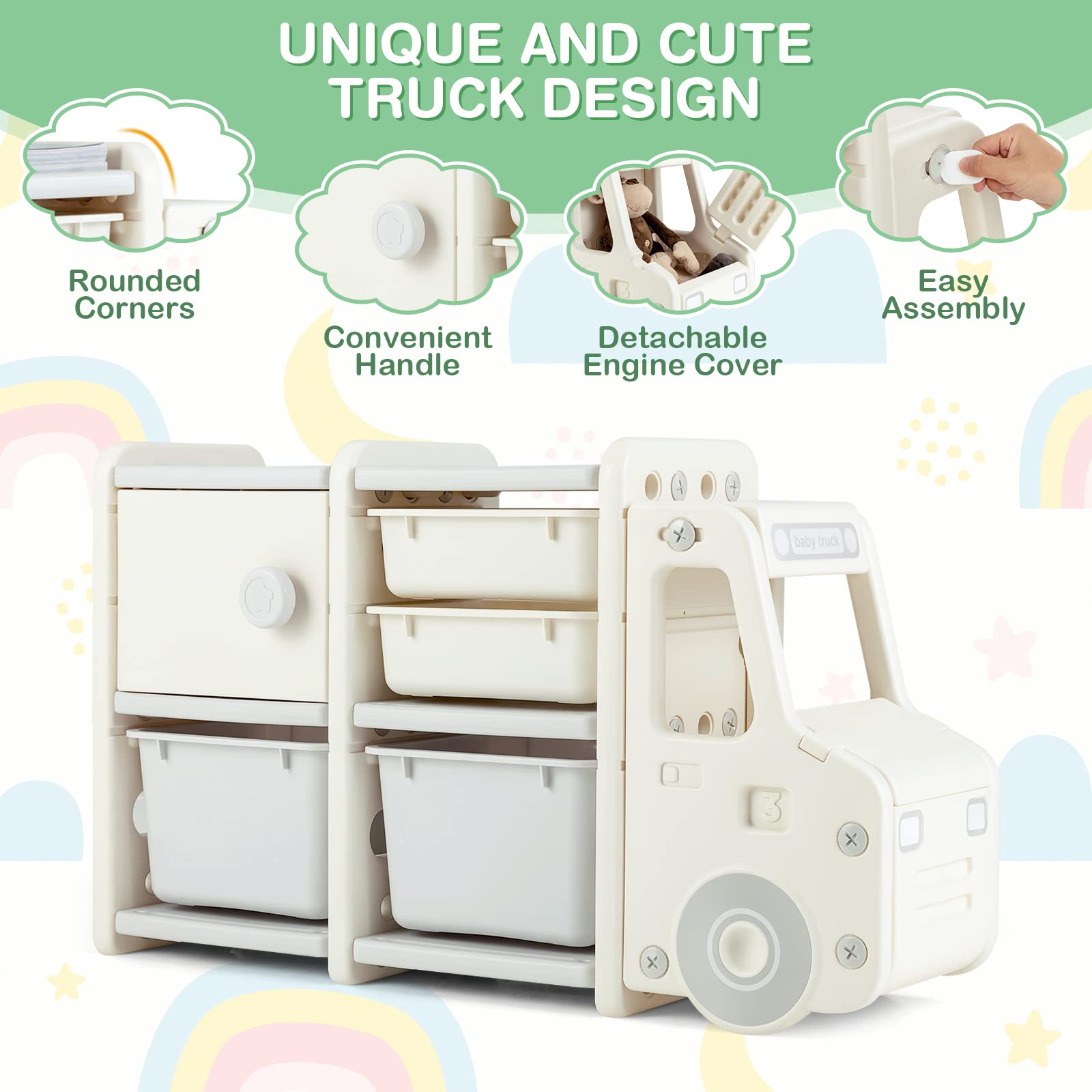 HOGEBABY Toy Organizers and Storage, Kids Toy Chest, Multipurpose Bookcase Shelf to Organize Toy - Image 7