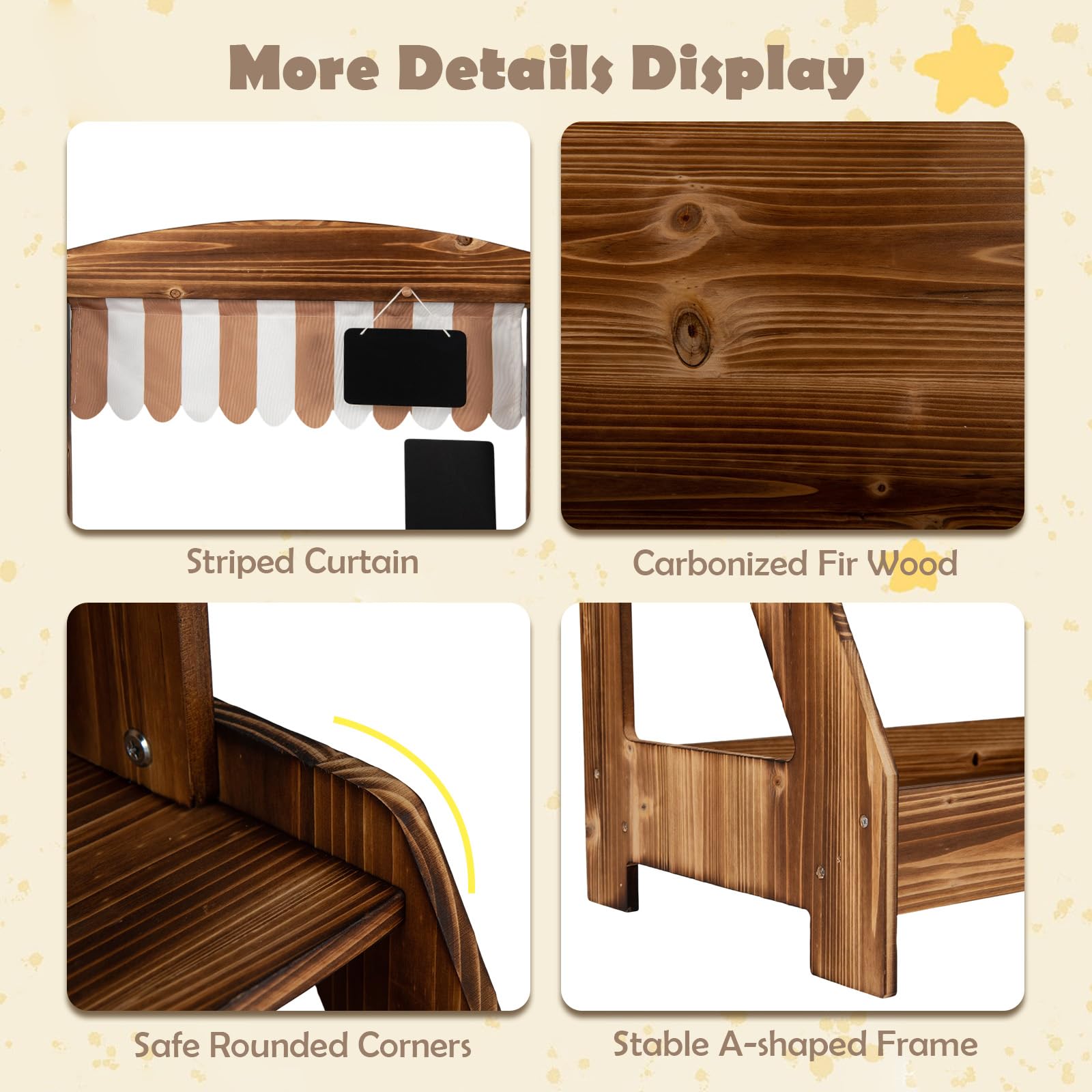 HOGEBABY Wooden Mud Kitchen & Market Stand for Kids Outdoor w/ 2 Chalkboards - Image 9