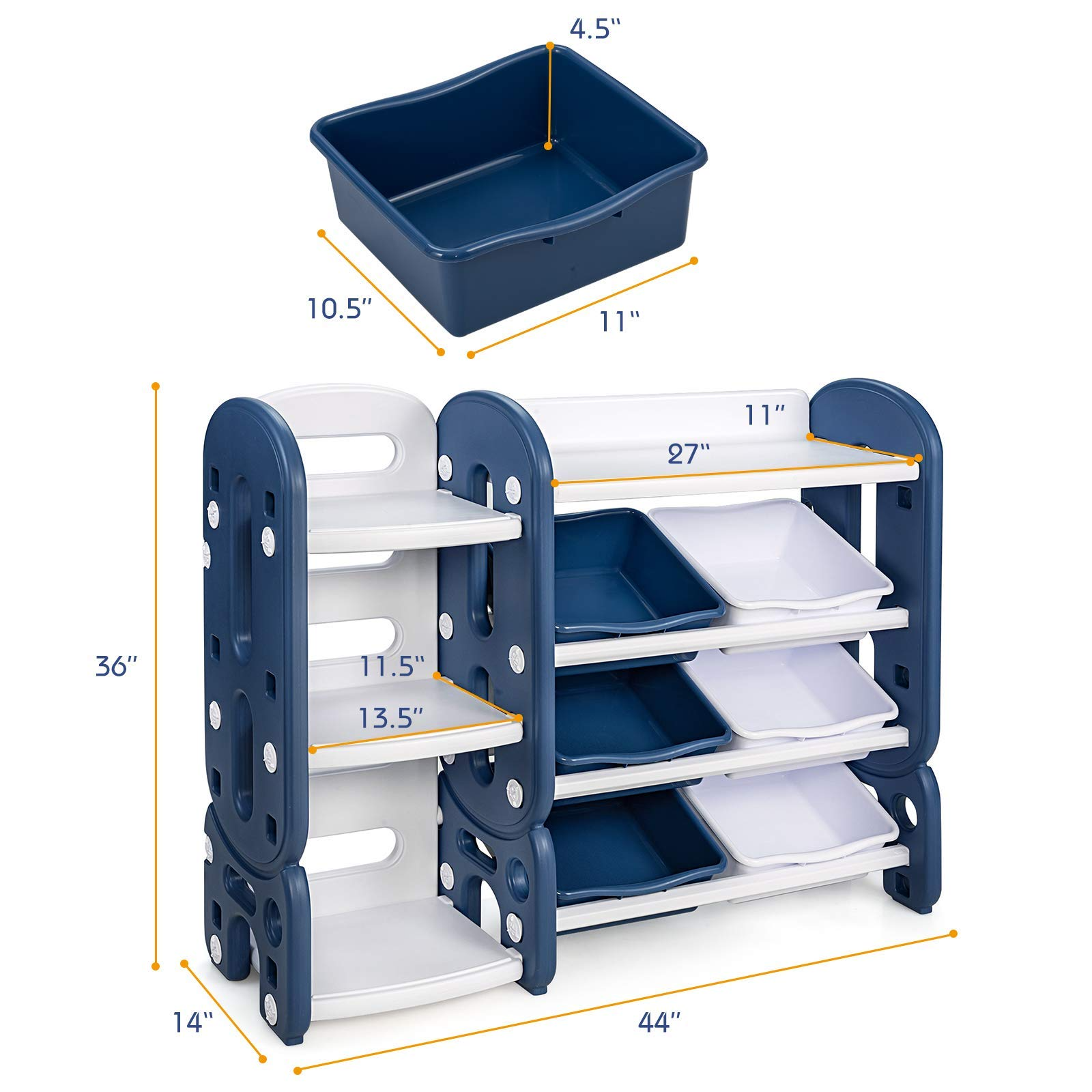 HOGEBABY 2 in 1 Kids Toy Storage Organizer with Bookshelf and Toy Collection Shelves - Image 7