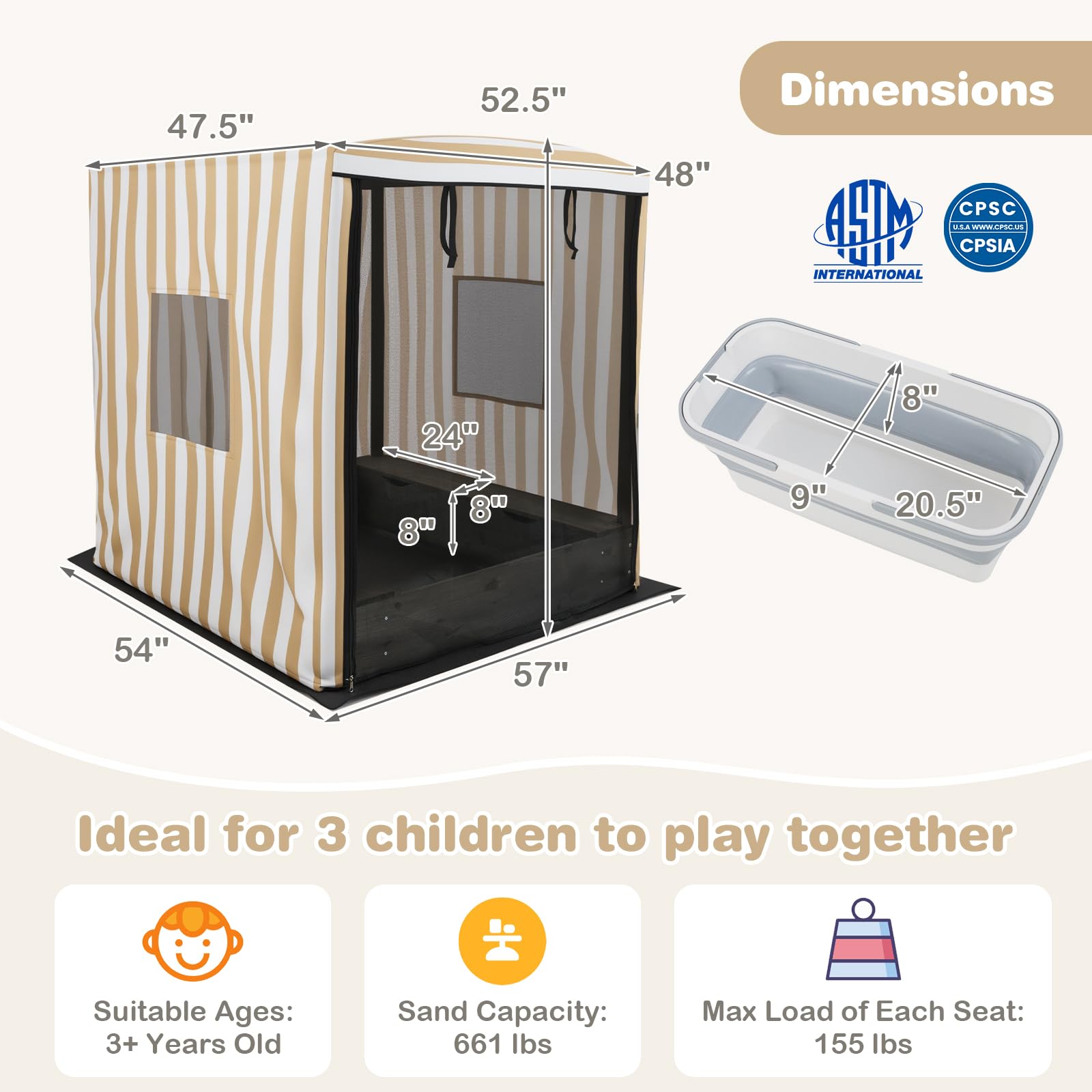 HOGEBABY Kids Wooden Sandbox with Canopy - Image 8