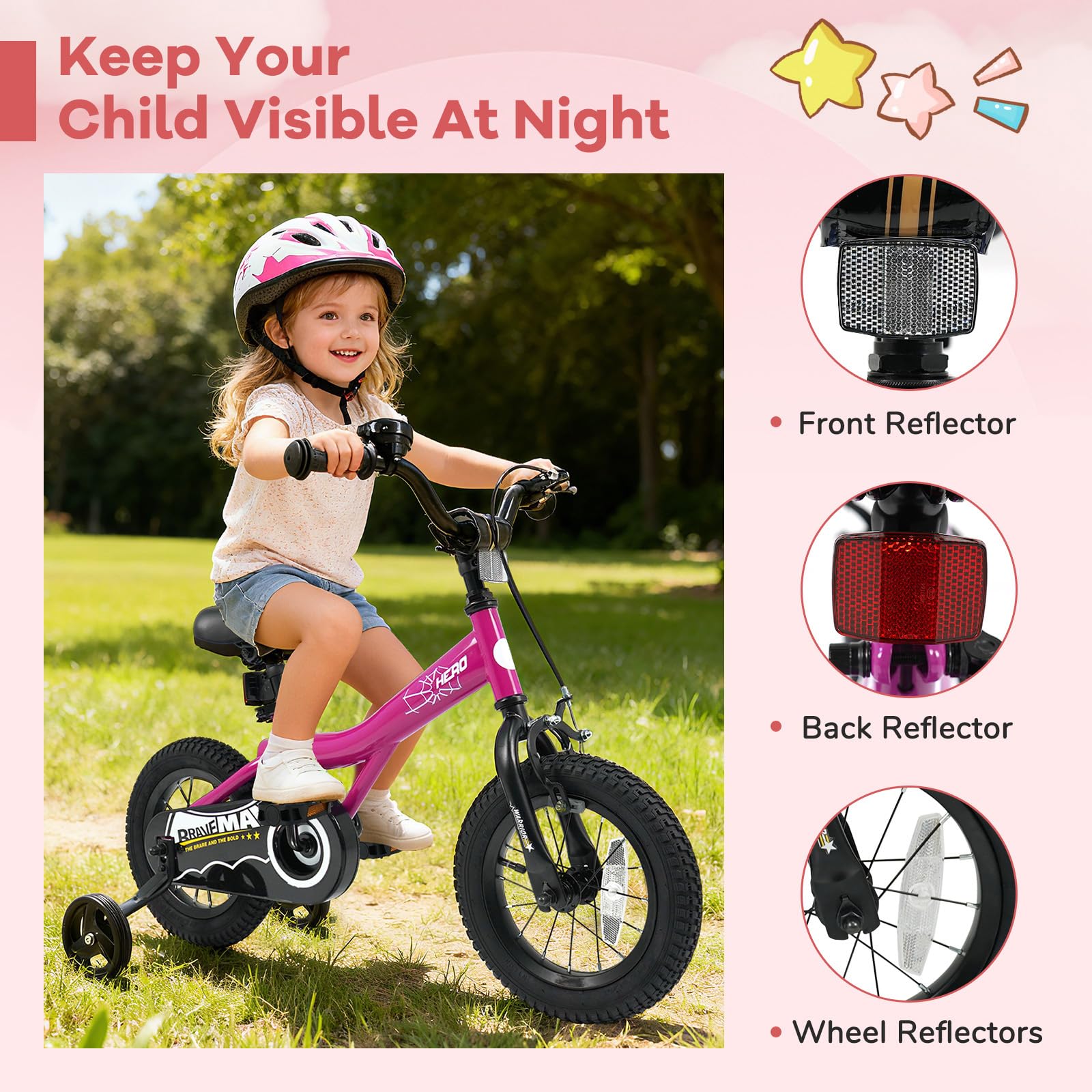 HOGEBABY Kids Bike 12/14/16/18-Inch Children Bicycle w/Training Wheels Adjustable Seat Handbrake & Coaster Brake - Image 11