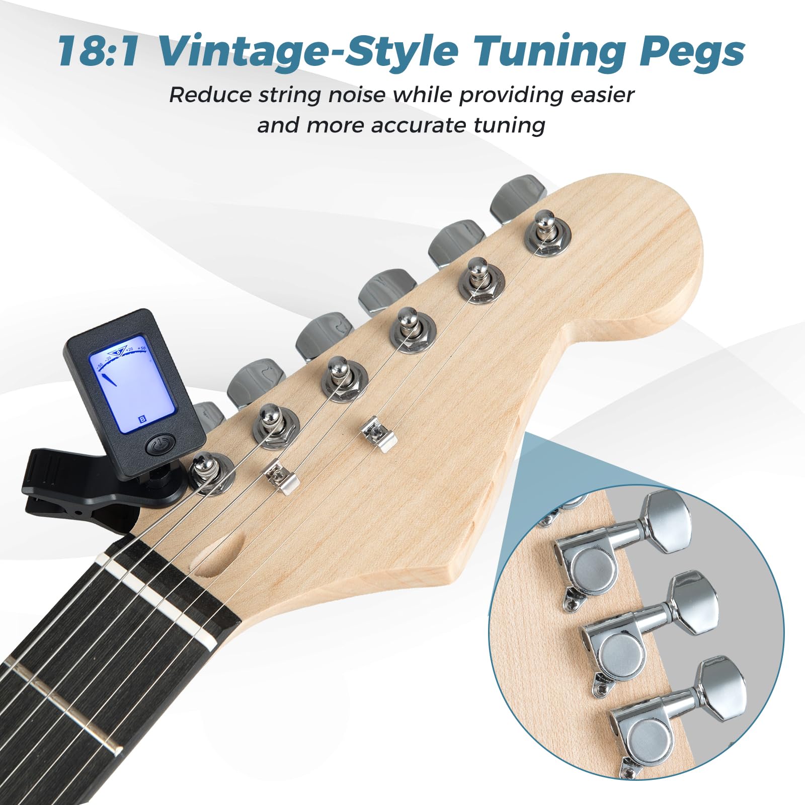 HOGEBABY 6 String Electric Bass Guitar 39 Full Size Beginner Bass Guitar Kit - Image 8