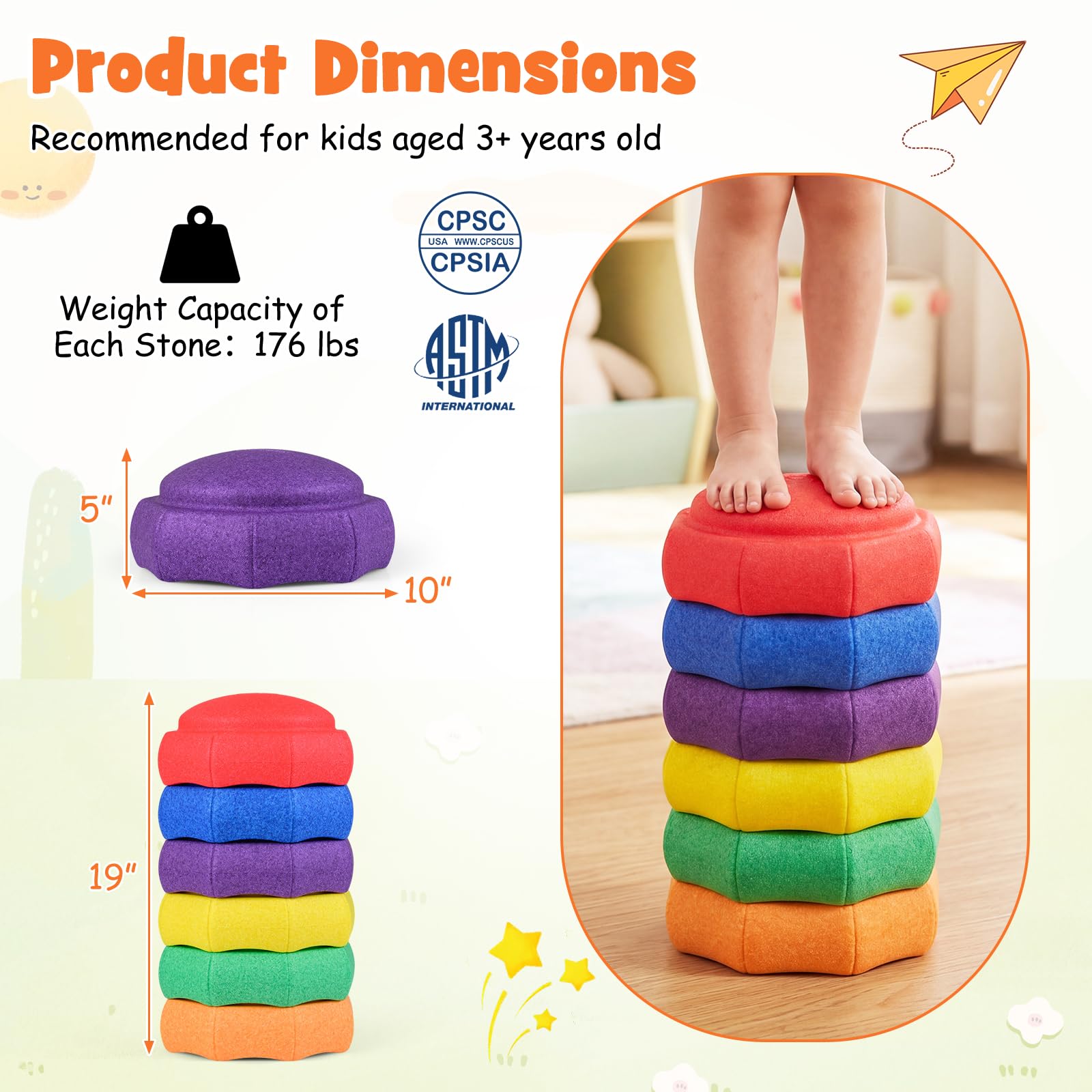 HOGEBABY 6 Pcs Stepping Stones for Kids - Image 7