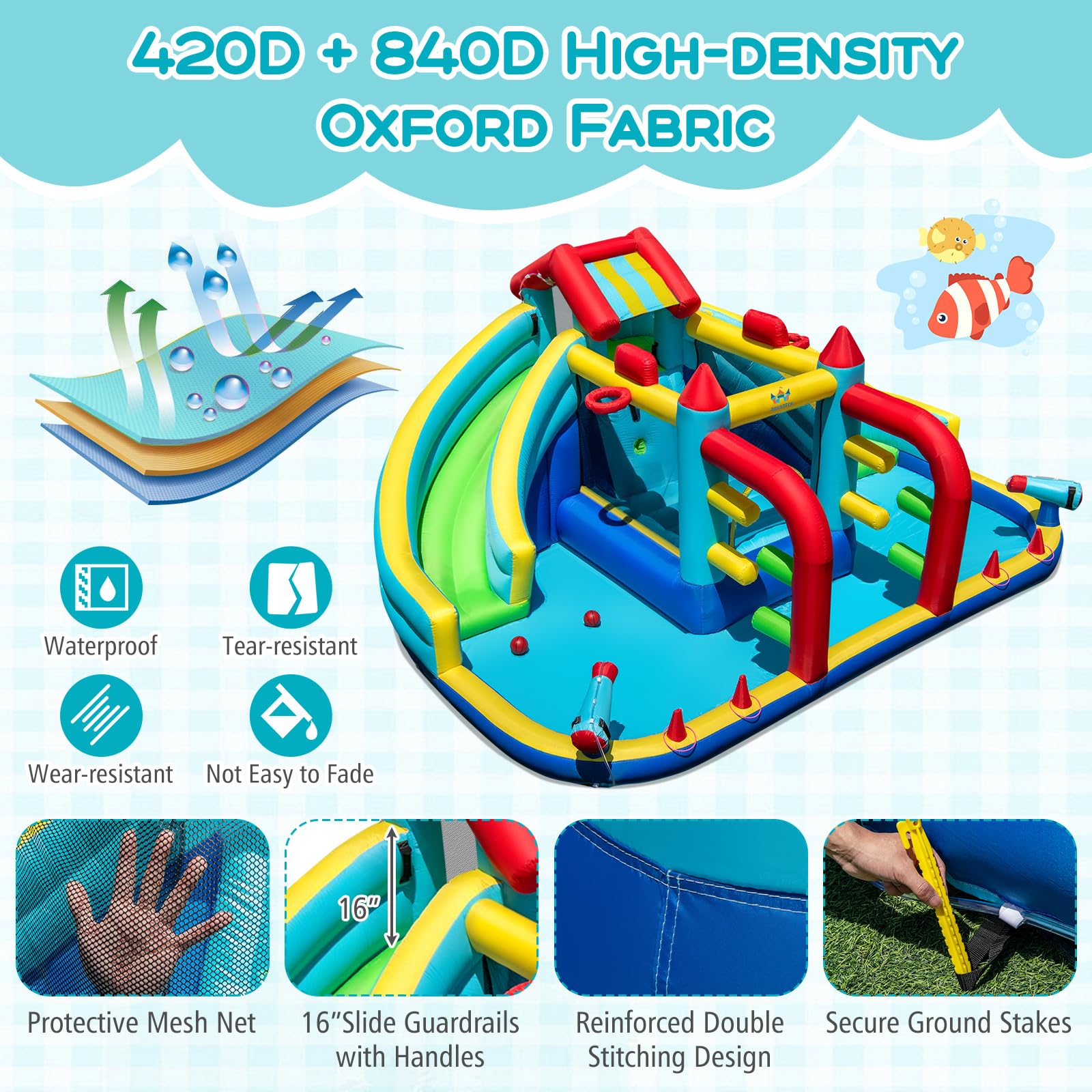 HOGEBABY Inflatable Water Slide with Bounce House Double Water Slide Park - Image 8