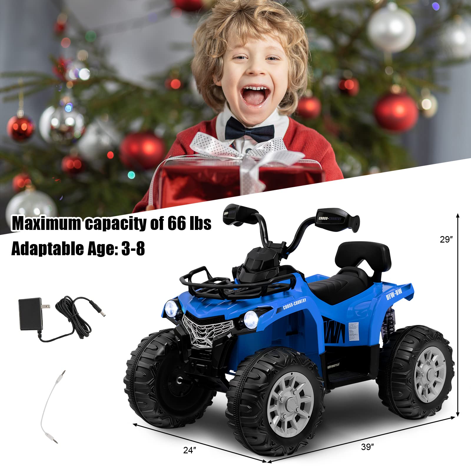 HOGEBABY Kids ATV, 12V Battery Powered Electric Vehicle, Ride on 4 Wheeler Quad for 3-8 Years Old - Image 11