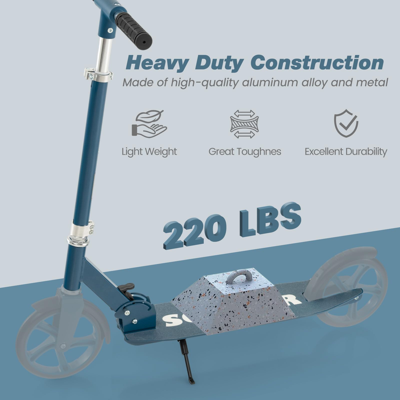 HOGEBABY Kick Scooter for Kids Ages 8+, Foldable Kids & Adults Scooter with 8-inch Big Wheels - Image 7